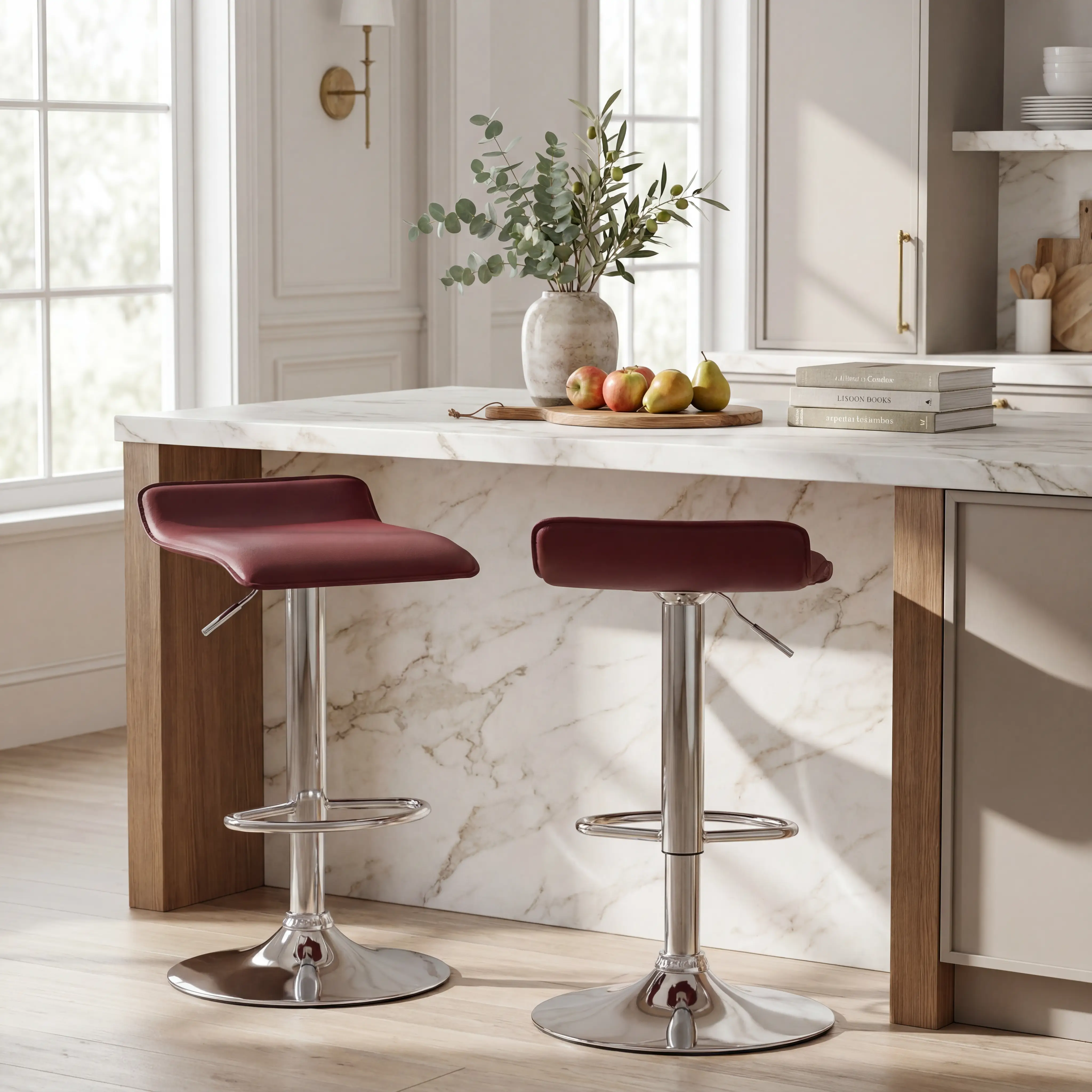 Carey Hills Red Adjustable Barstool Set of 2 - Thumbnail - Image 3