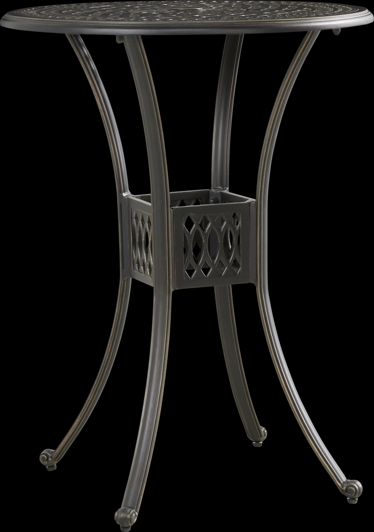 Carina Bronze 3 Pc 30 in. Round Bar Height Outdoor Dining Set with Desert Cushions - Thumbnail - Image 2