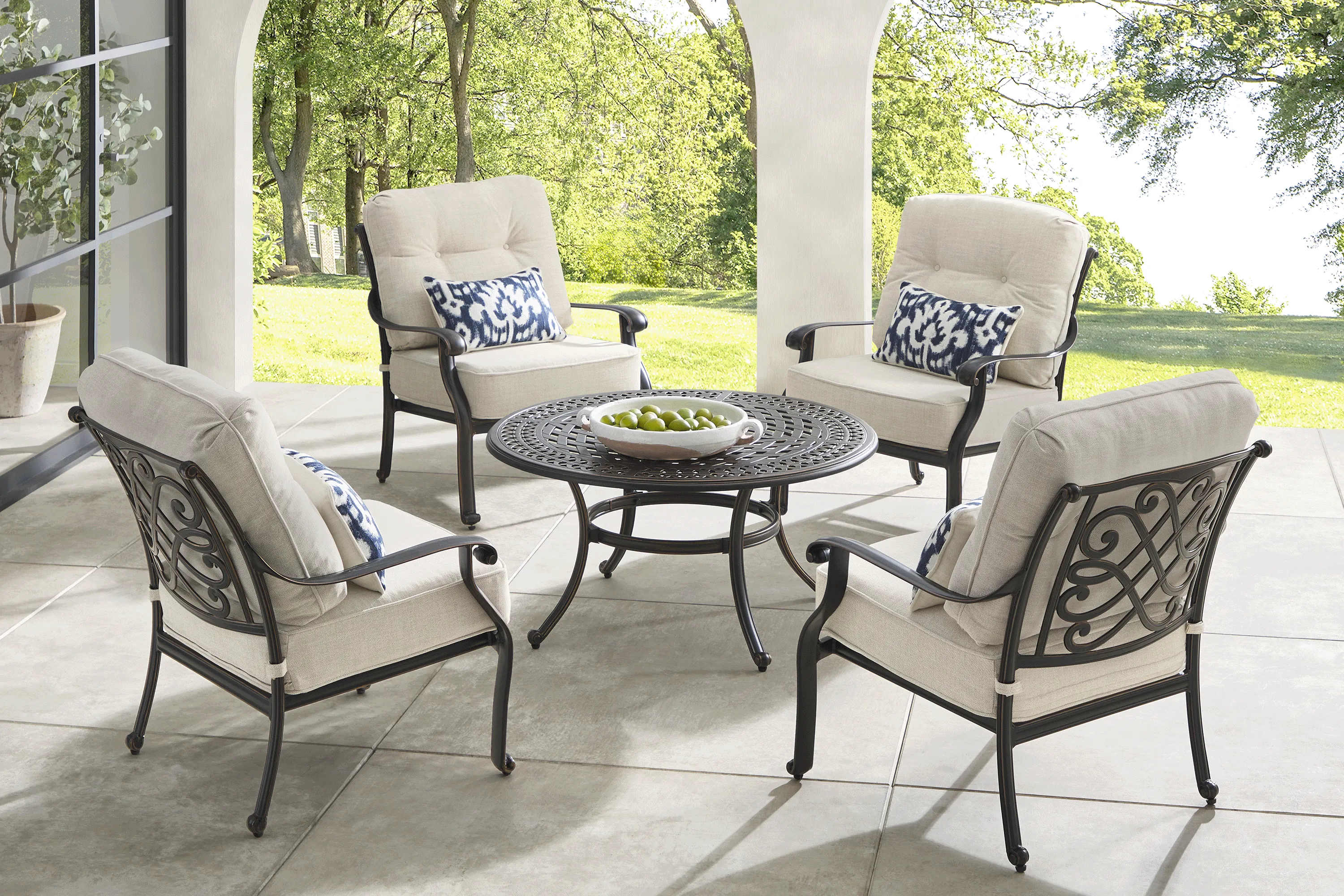 Carina Bronze 4 Pc Outdoor Chat Set with Desert Cushions - Thumbnail - Image 1