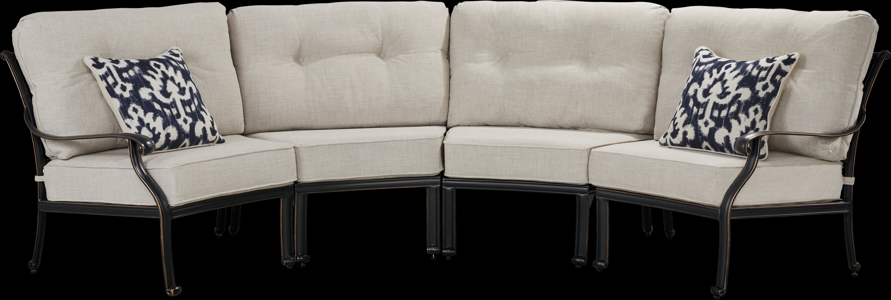 Carina Bronze 4 Pc Outdoor Sectional with Desert Cushions - Thumbnail - Image 1