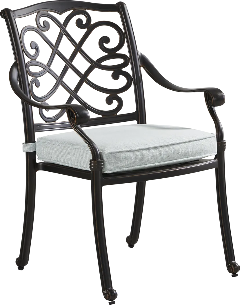 Carina Bronze Outdoor Arm Chair with Sky Cushion - Thumbnail - Image 1