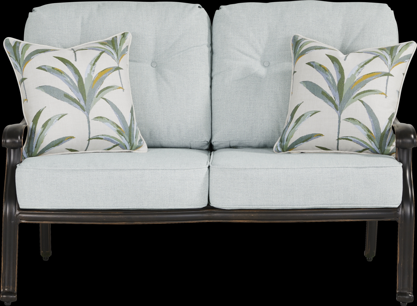 Carina Bronze 4 Pc Outdoor Loveseat Seating Set with Sky Cushions - Thumbnail - Image 2