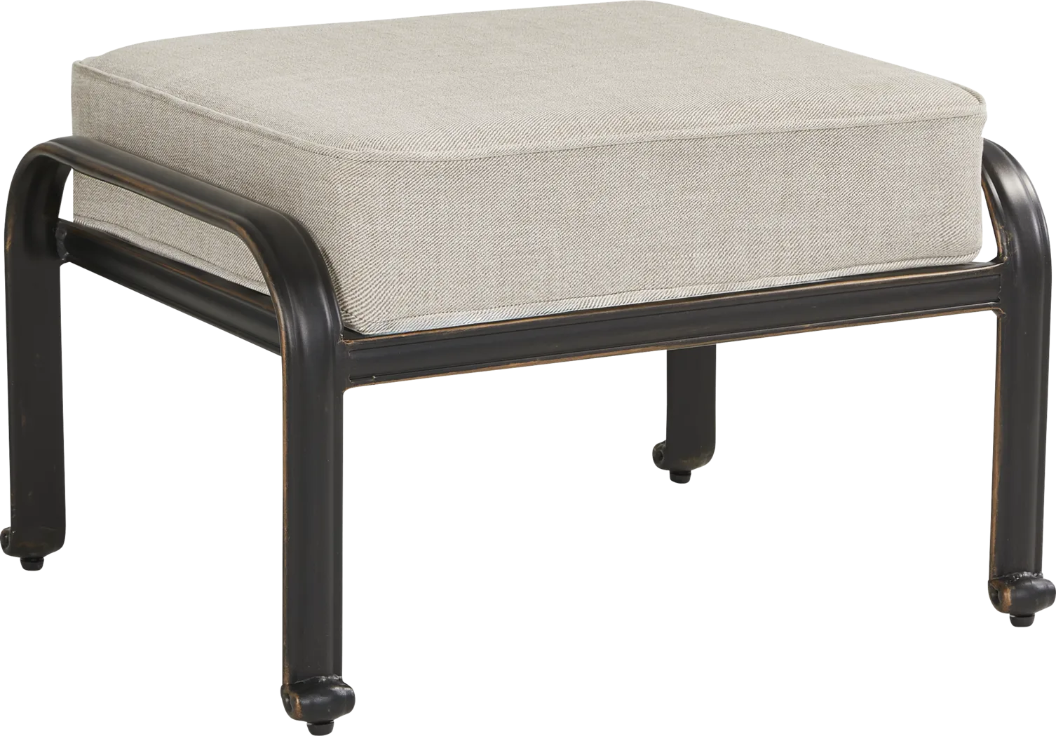 Carina Bronze Outdoor Ottoman with Desert Cushion - Thumbnail - Image 1