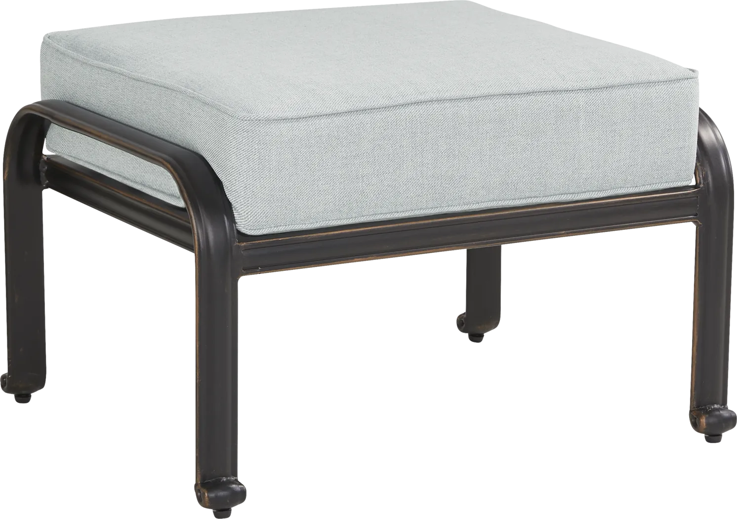 Carina Bronze Outdoor Ottoman with Sky Cushion - Thumbnail - Image 1