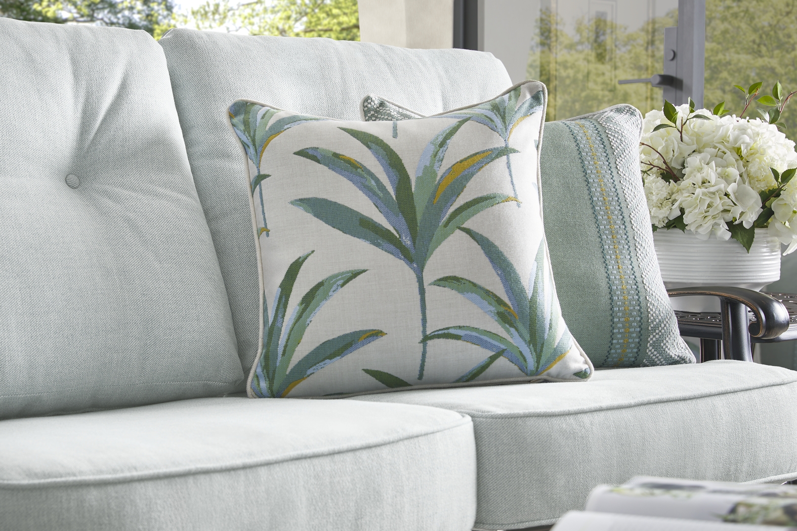 Carina Bronze 3 Pc Outdoor Seating Set with Sky Cushions - Thumbnail - Image 5