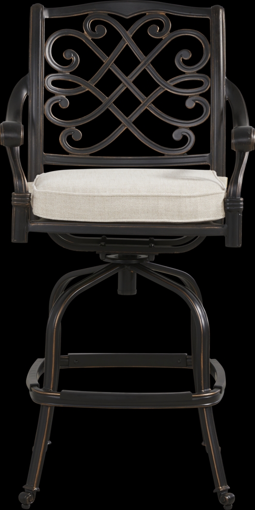 Carina Bronze 3 Pc 30 in. Round Bar Height Outdoor Dining Set with Desert Cushions - Thumbnail - Image 4