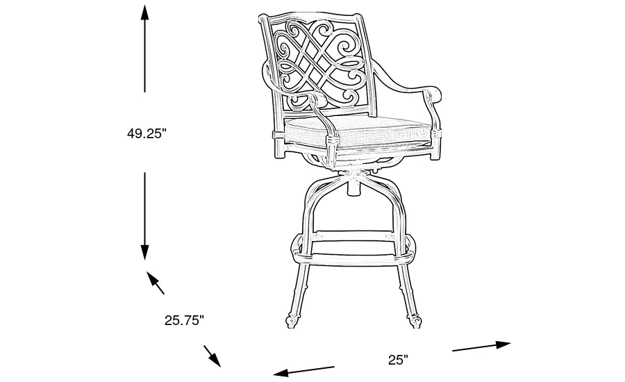 Dimension Image. Please refer to the Dimension Tab on this page for dimension details.