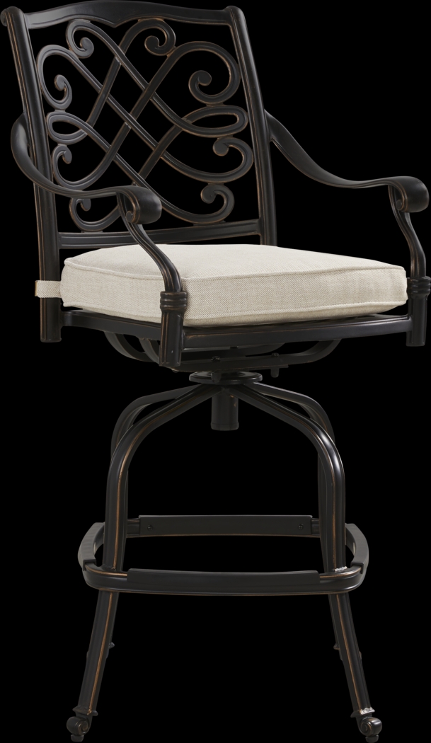 Carina Bronze 3 Pc 30 in. Round Bar Height Outdoor Dining Set with Desert Cushions - Thumbnail - Image 3