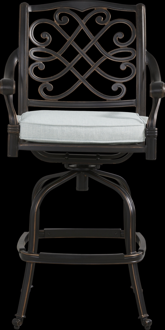 Carina Bronze 3 Pc 30 in. Round Bar Height Outdoor Dining Set with Sky Cushions - Thumbnail - Image 4