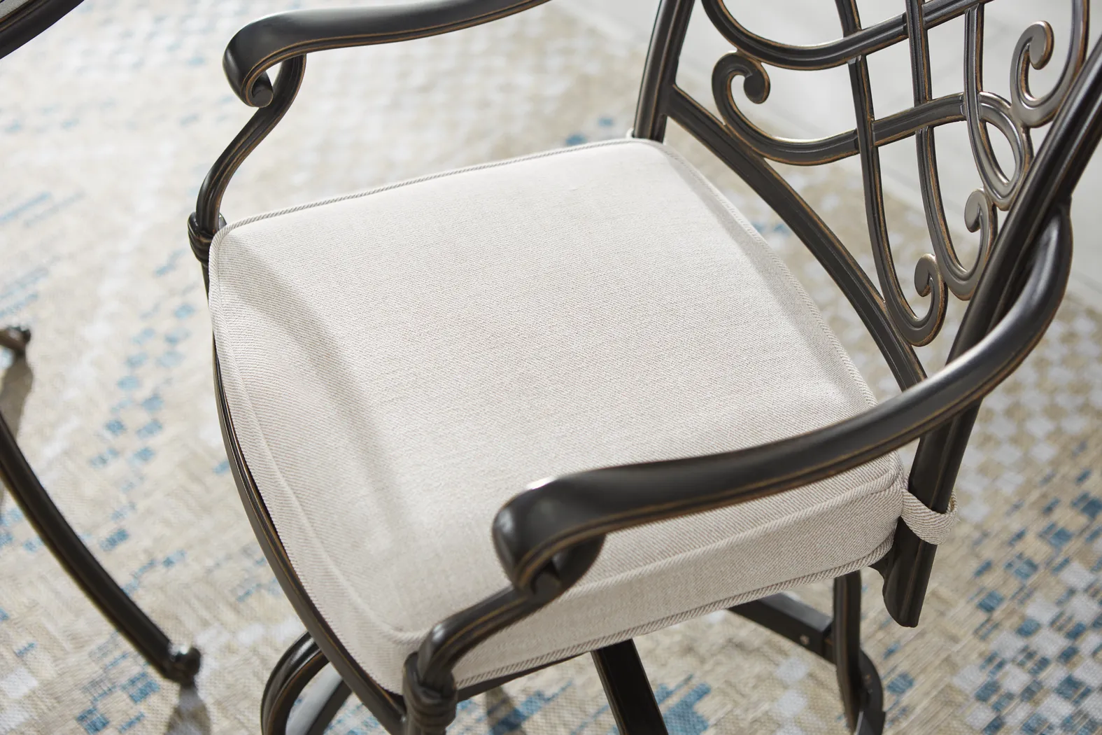 Carina Bronze Outdoor Swivel Rocker Chair with Desert Cushion - Image 4