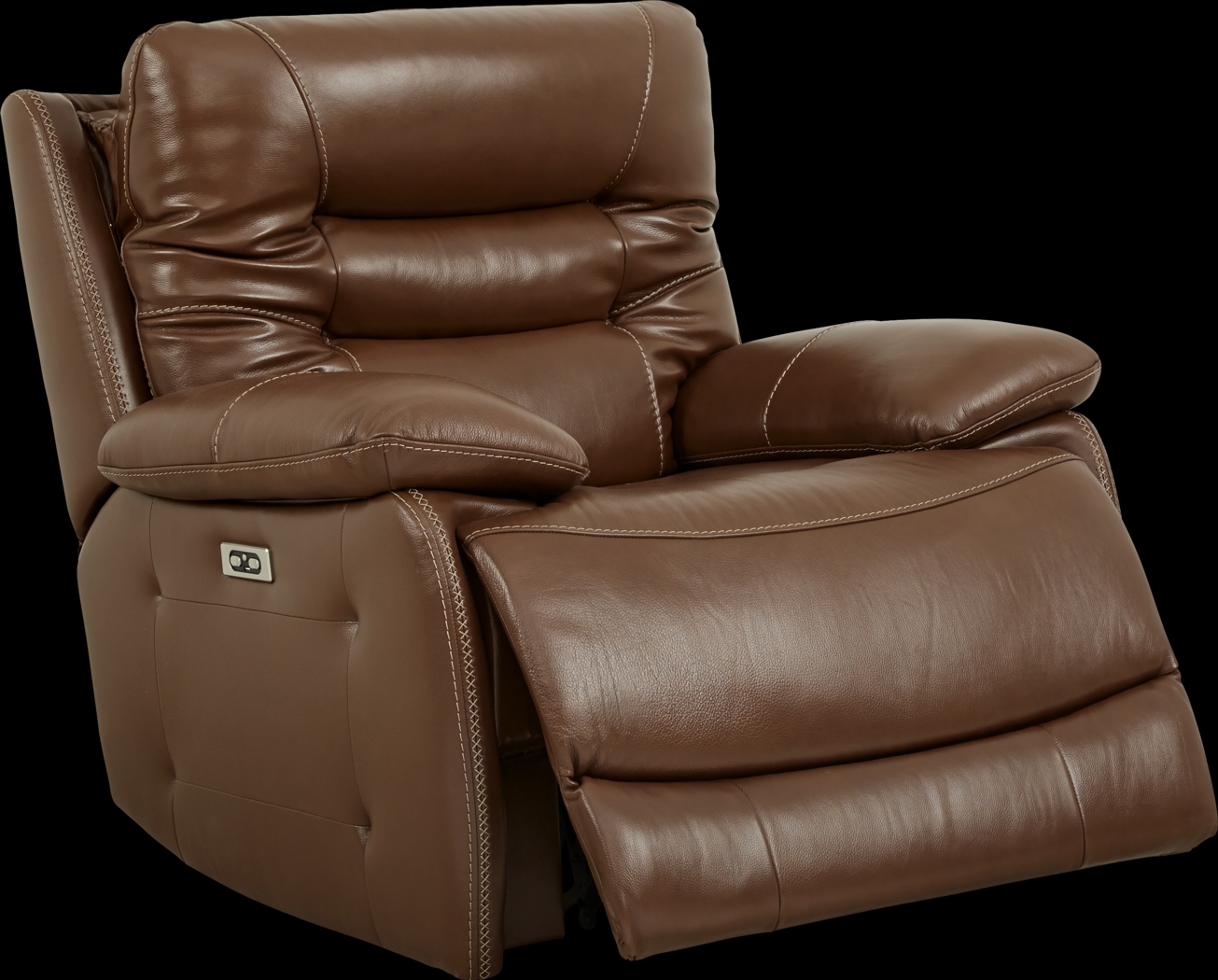 Carini Brown Leather Dual Power Recliner - Thumbnail - Image 2