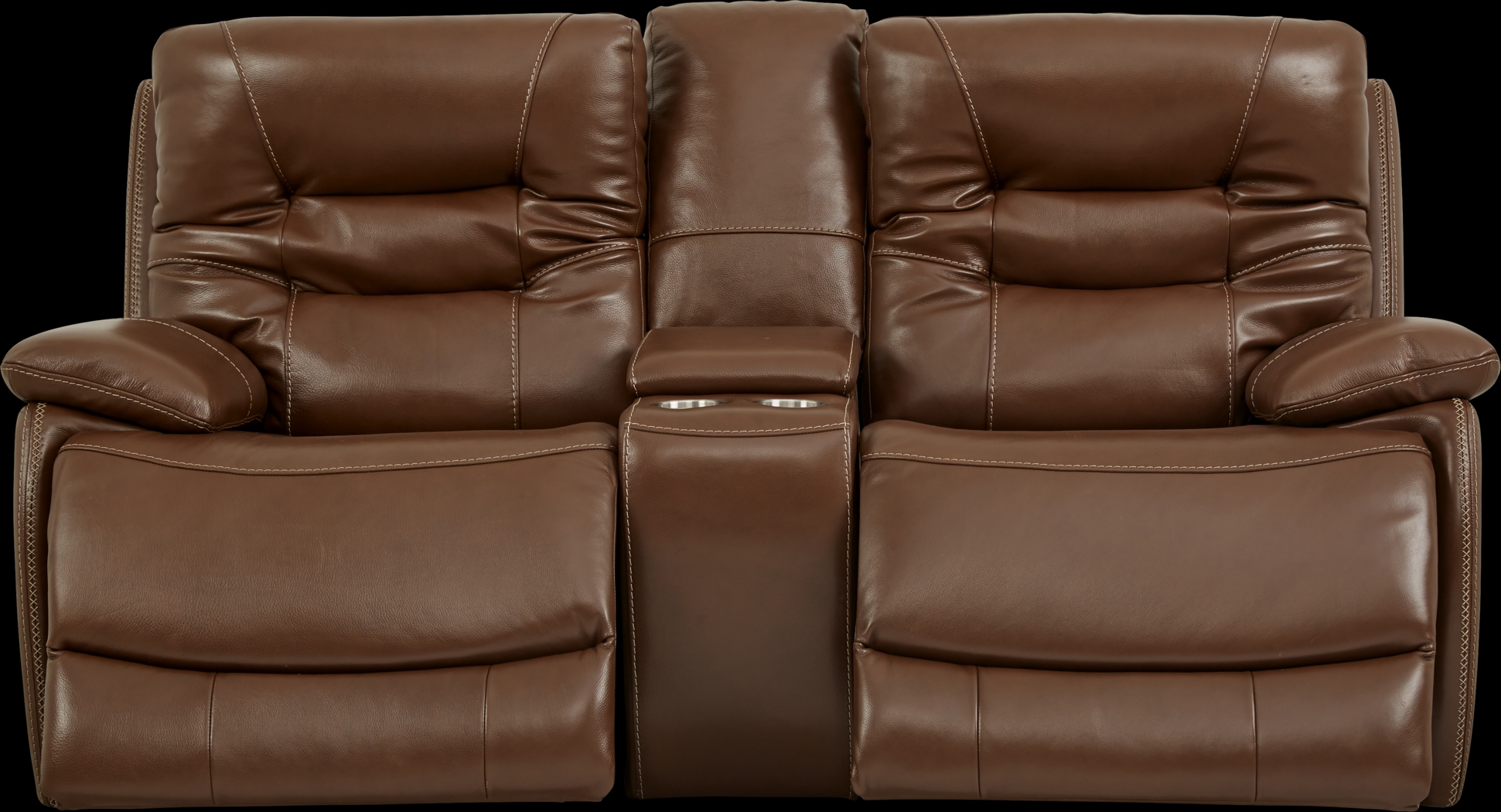 Carini Brown Leather Dual Power Reclining Console Loveseat - Thumbnail - Image 2
