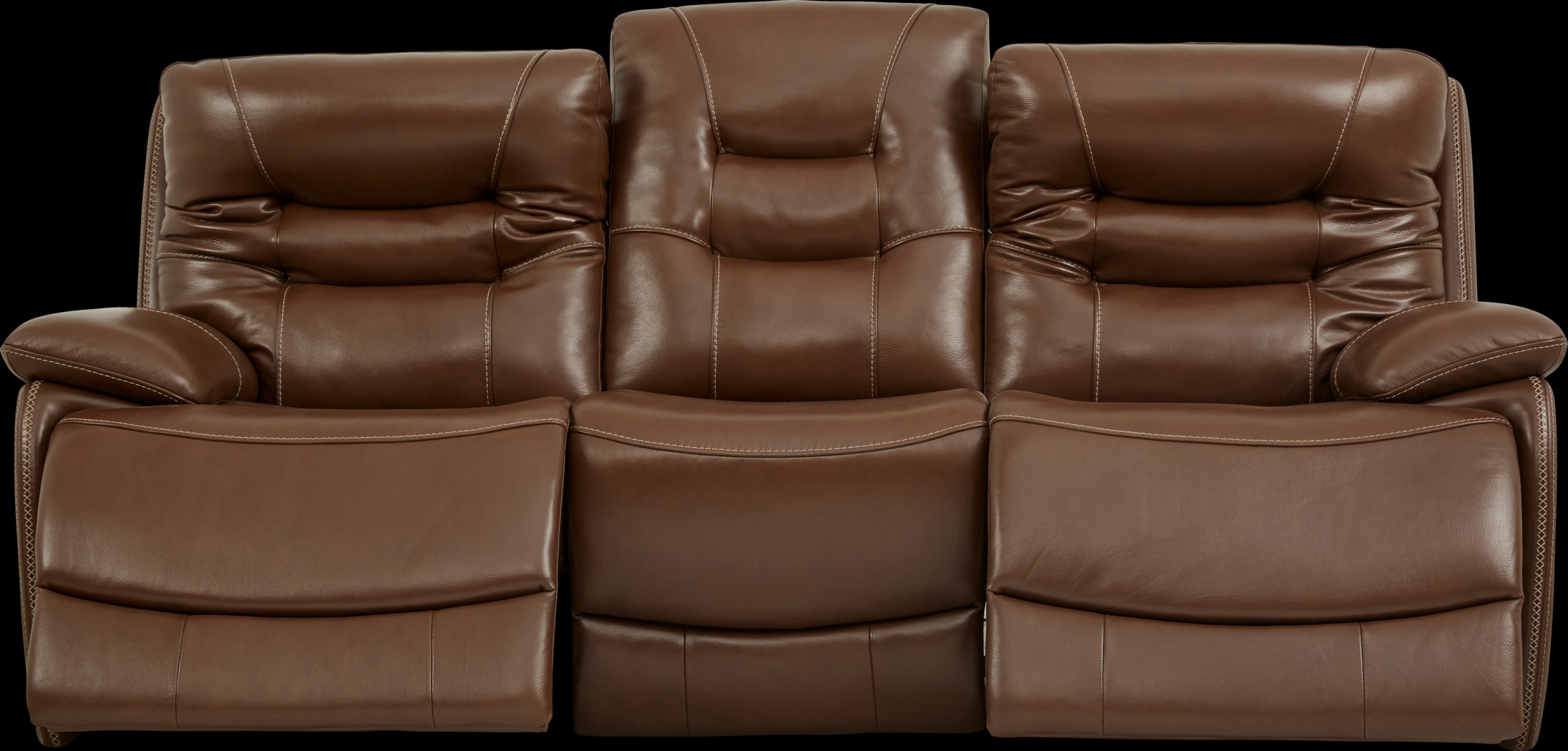 Carini Brown Leather Dual Power Reclining Sofa - Thumbnail - Image 2