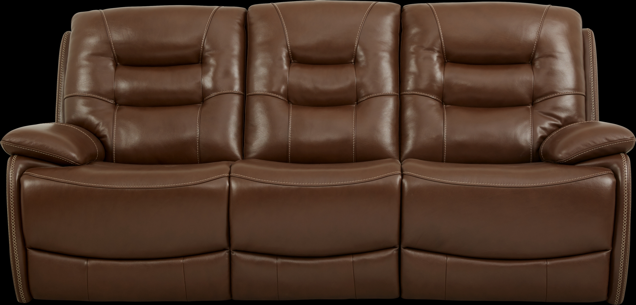 Carini Brown Leather Dual Power Reclining Sofa - Thumbnail - Image 1