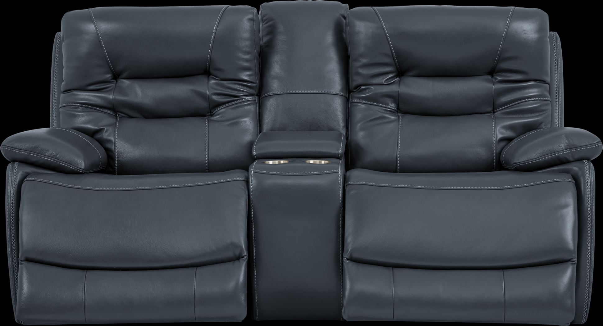 Carini Navy Leather Dual Power Reclining Console Loveseat - Thumbnail - Image 2