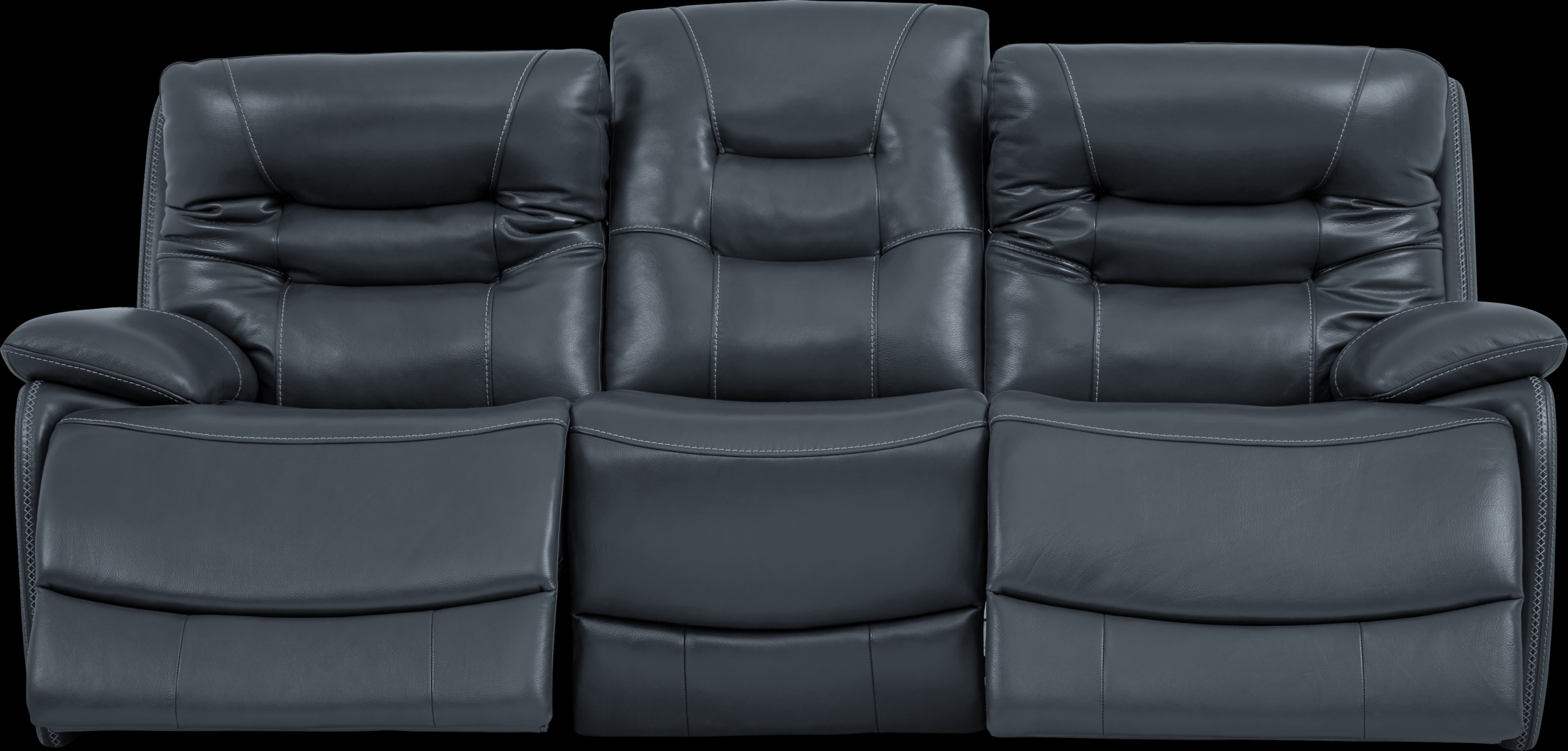 Carini Navy Leather Dual Power Reclining Sofa - Thumbnail - Image 2