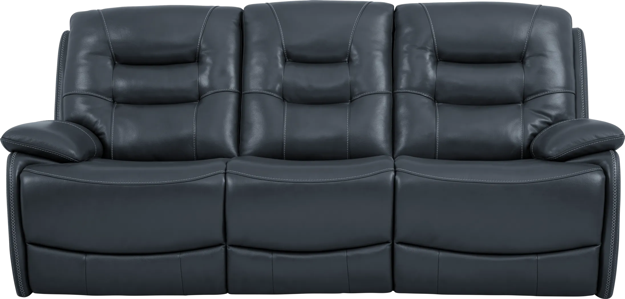 Carini Navy Leather Reclining Sofa - Thumbnail - Image 1