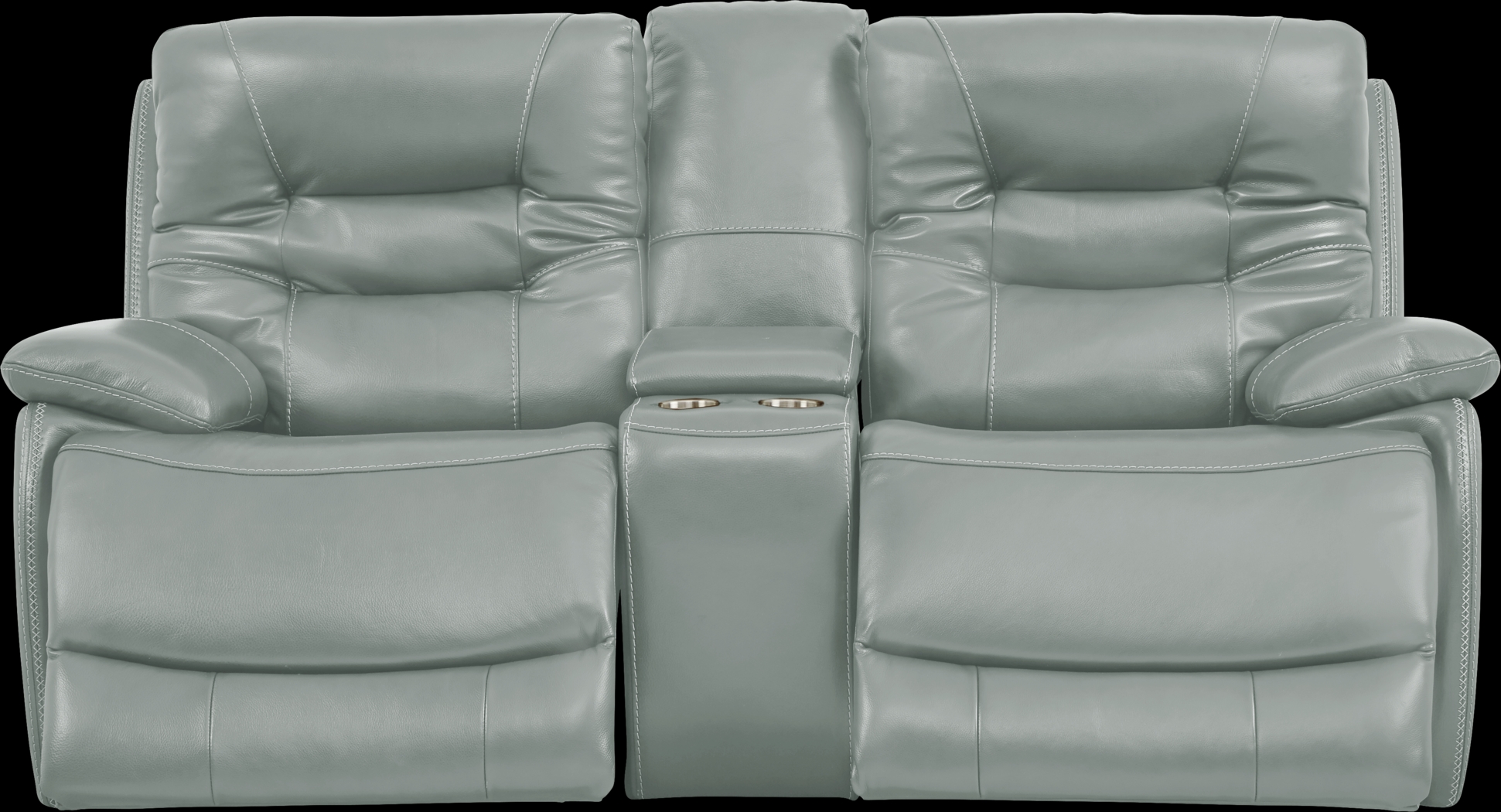 Carini Seafoam Leather Dual Power Reclining Console Loveseat - Thumbnail - Image 2