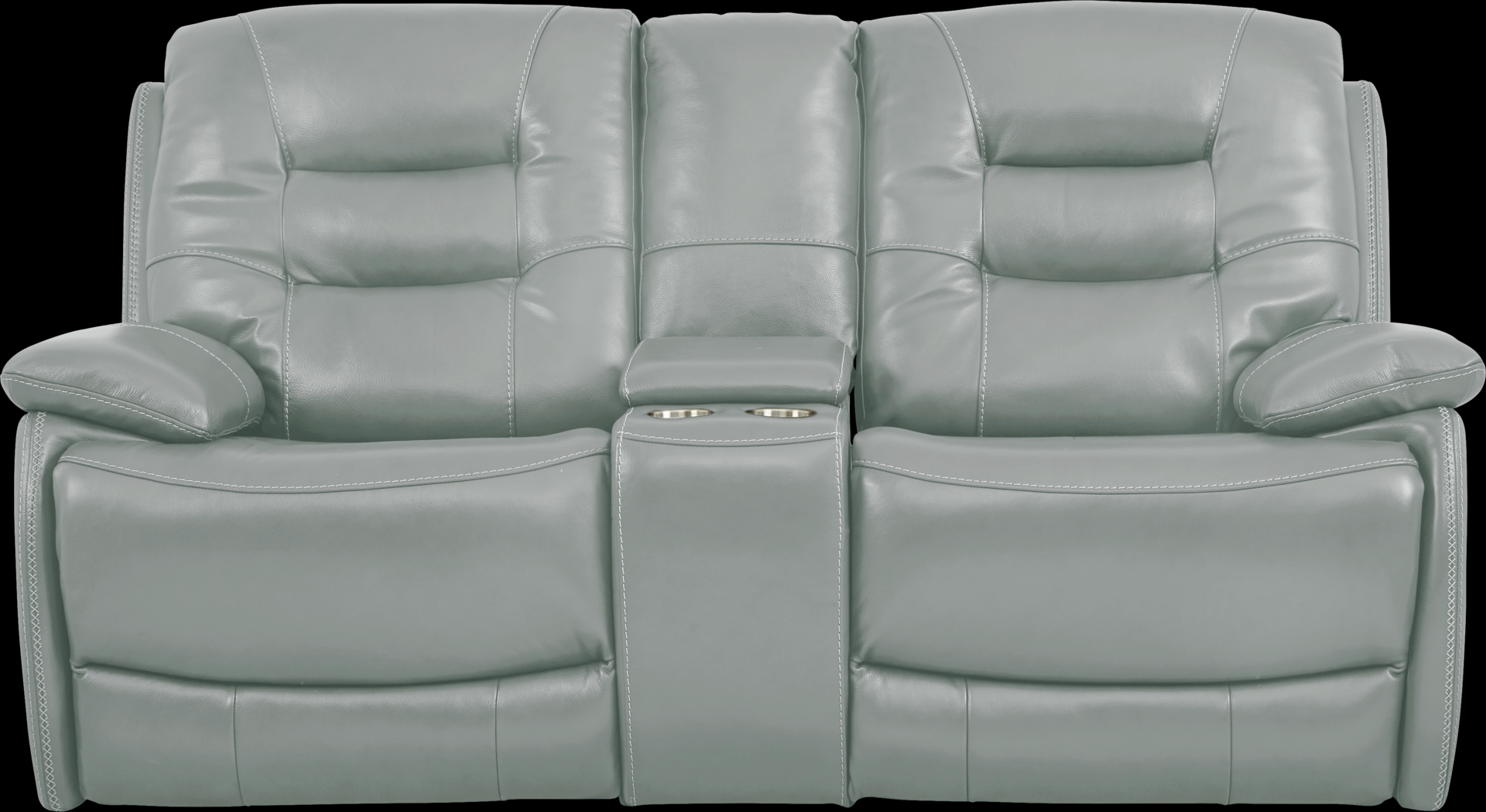 Carini Seafoam Leather Dual Power Reclining Console Loveseat - Thumbnail - Image 1