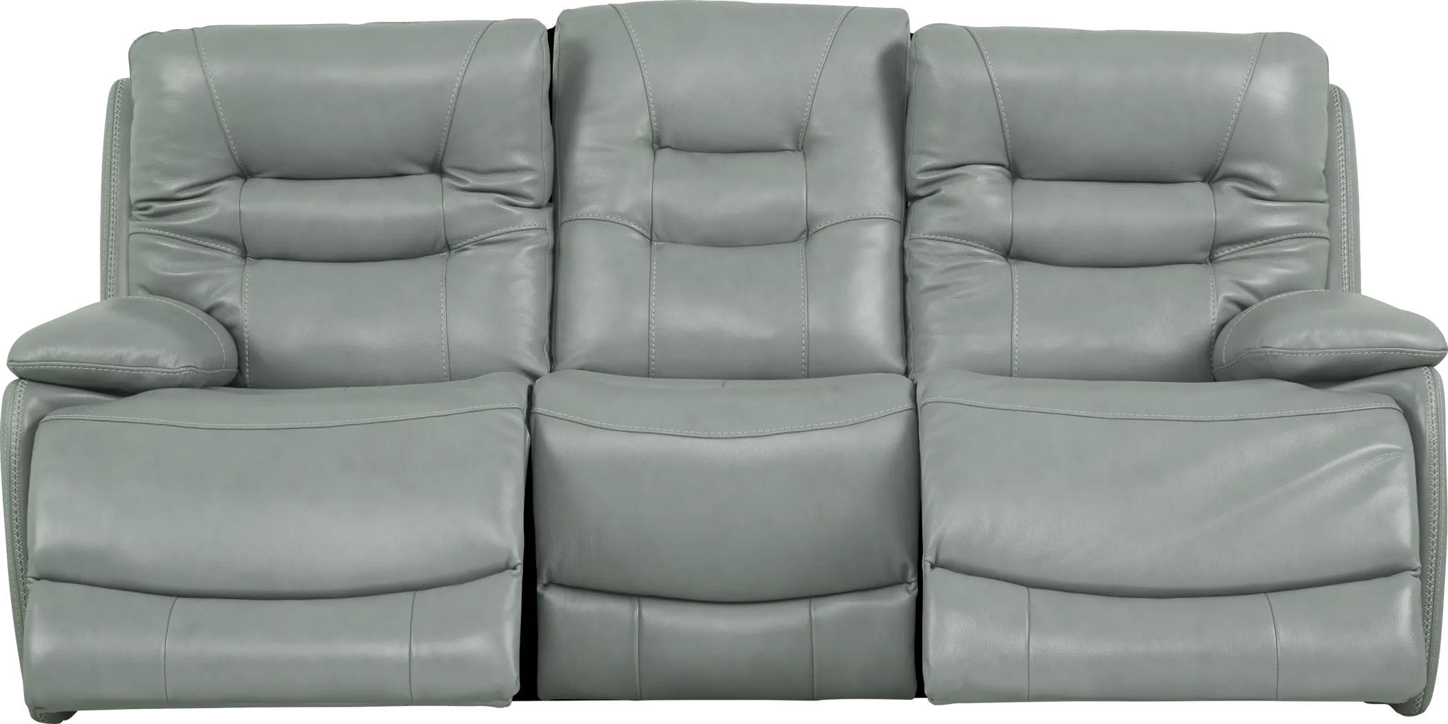 Carini Seafoam Leather Dual Power Reclining Sofa - Thumbnail - Image 2