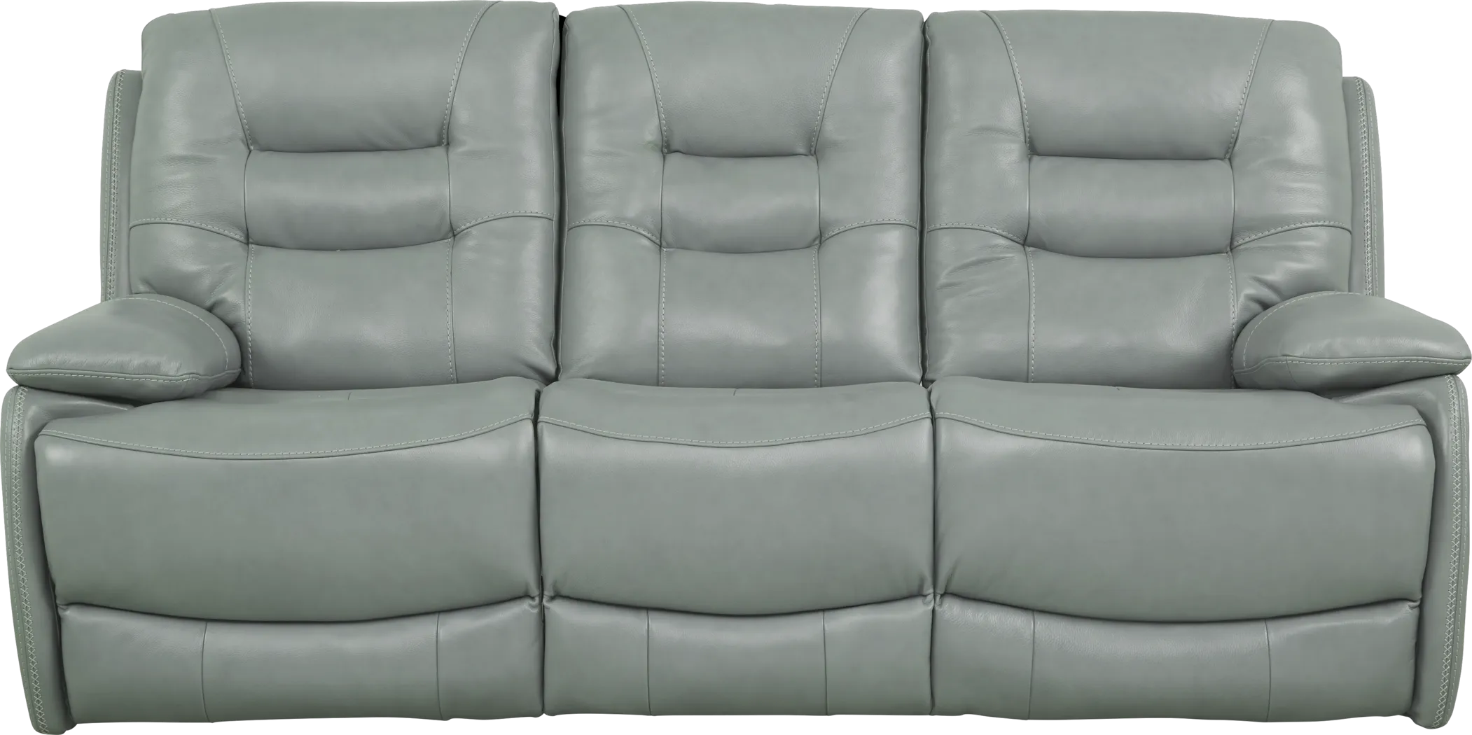Carini Seafoam Leather Dual Power Reclining Sofa - Thumbnail - Image 1
