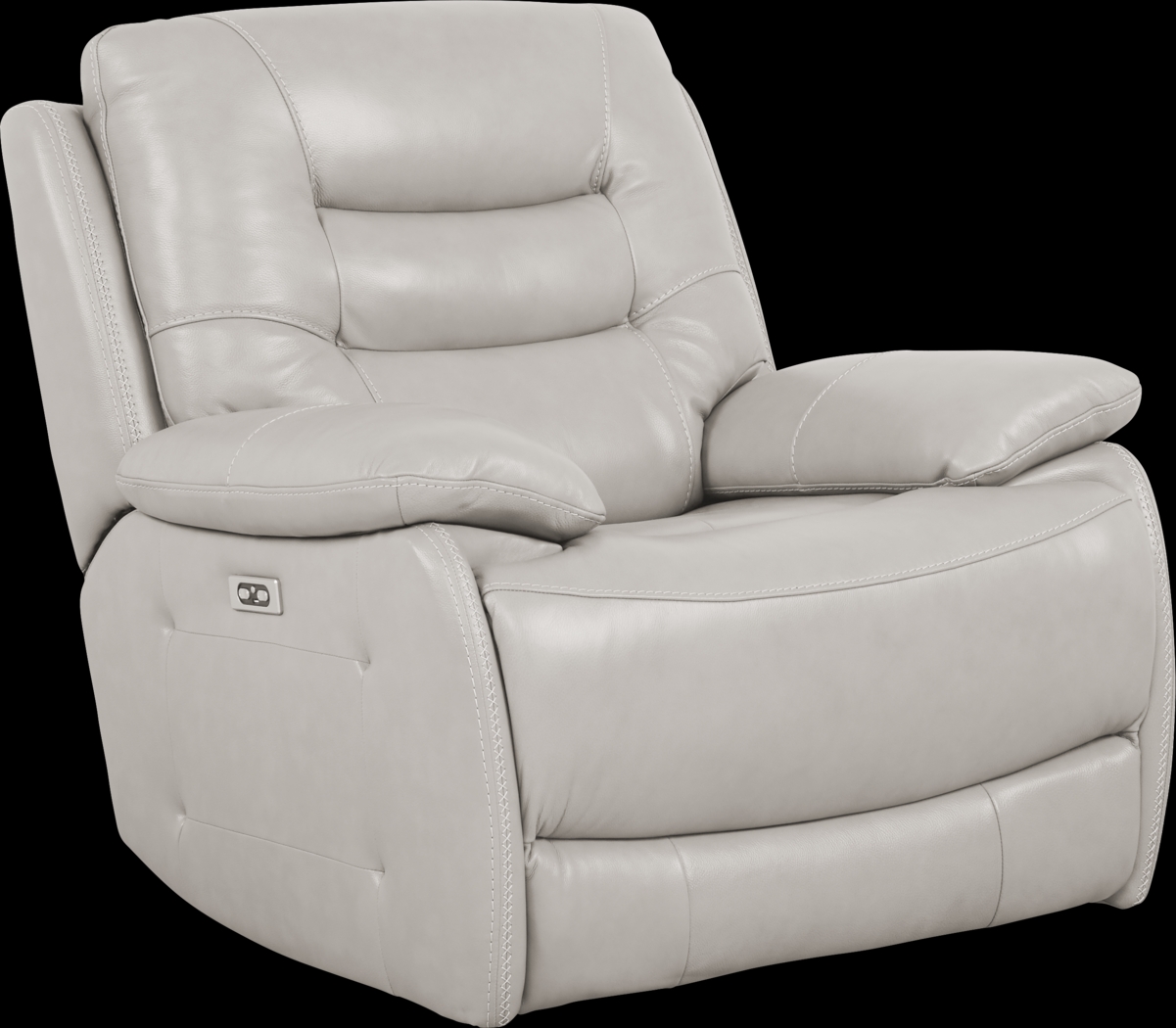 Carini Stone Leather Dual Power Recliner - Thumbnail - Image 1