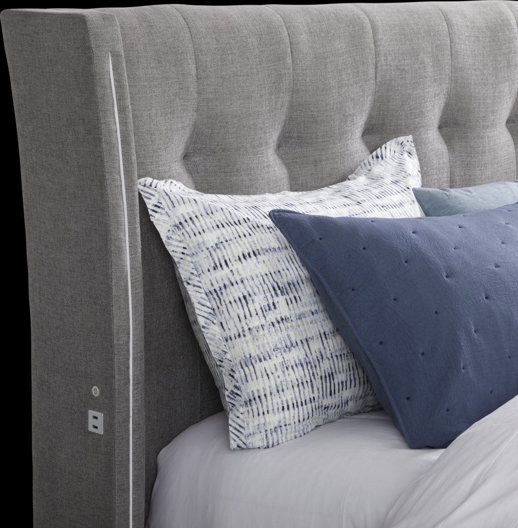 Carlie Gray 3 Pc King Upholstered Bed - Thumbnail - Image 3