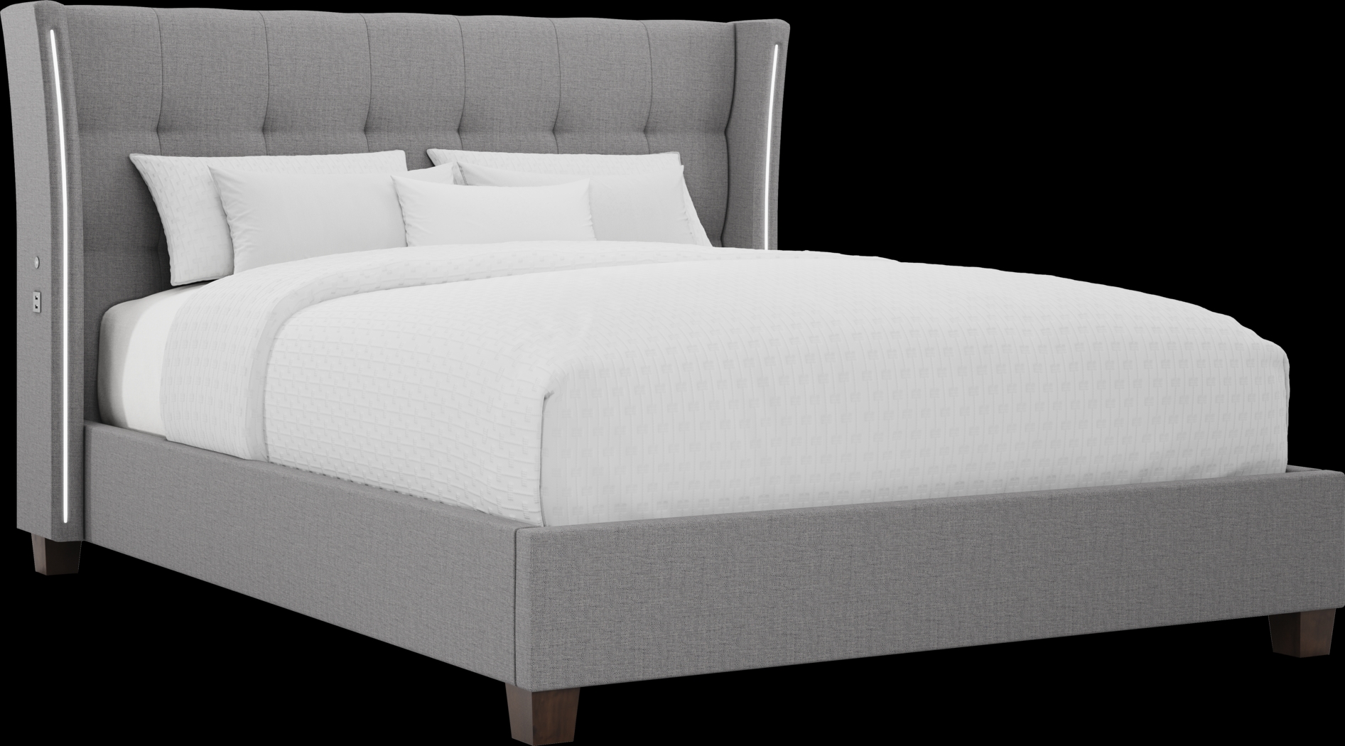 Carlie Gray 3 Pc King Upholstered Bed - Thumbnail - Image 1