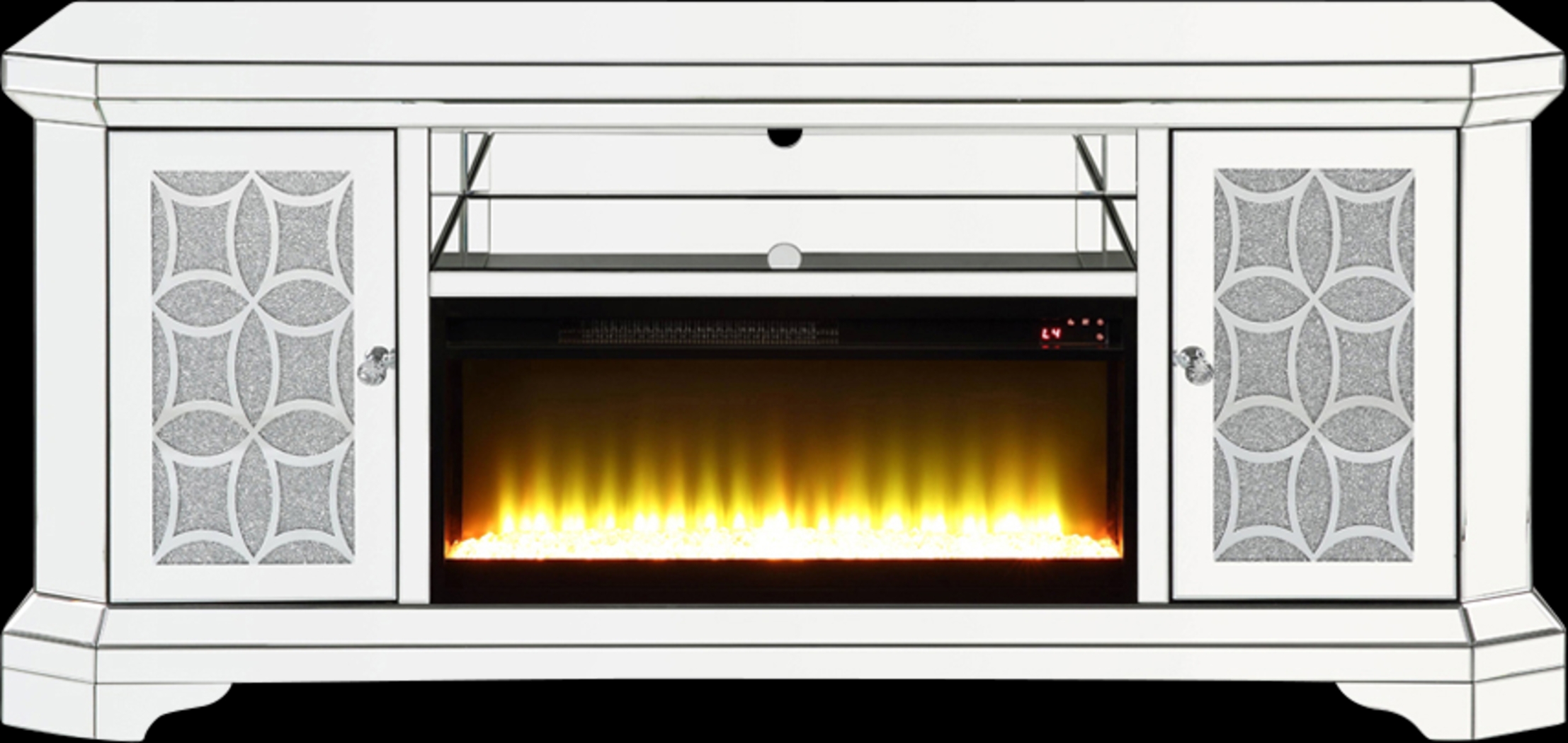 Carlingford Silver 67 in. Console, With Electric Fireplace - Thumbnail - Image 1