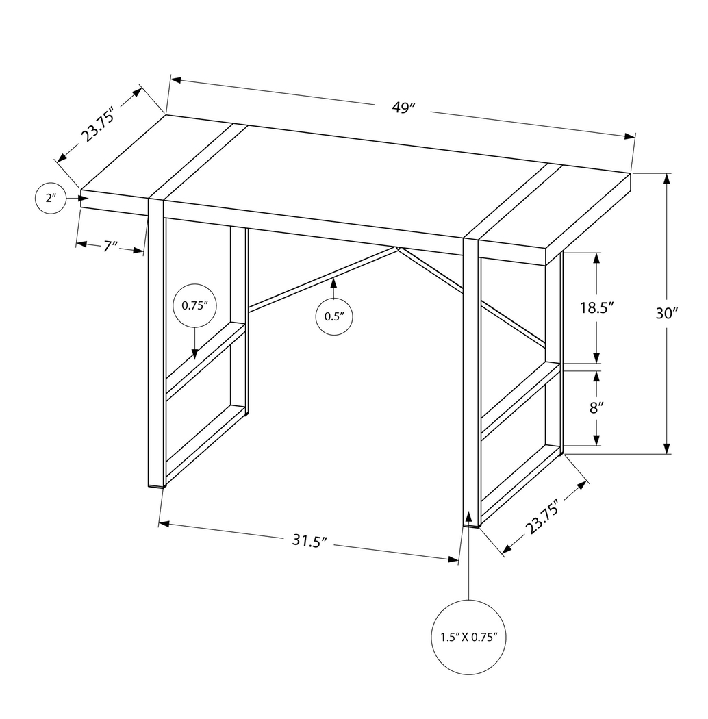 Carnahan Gray Desk - Thumbnail - Image 3