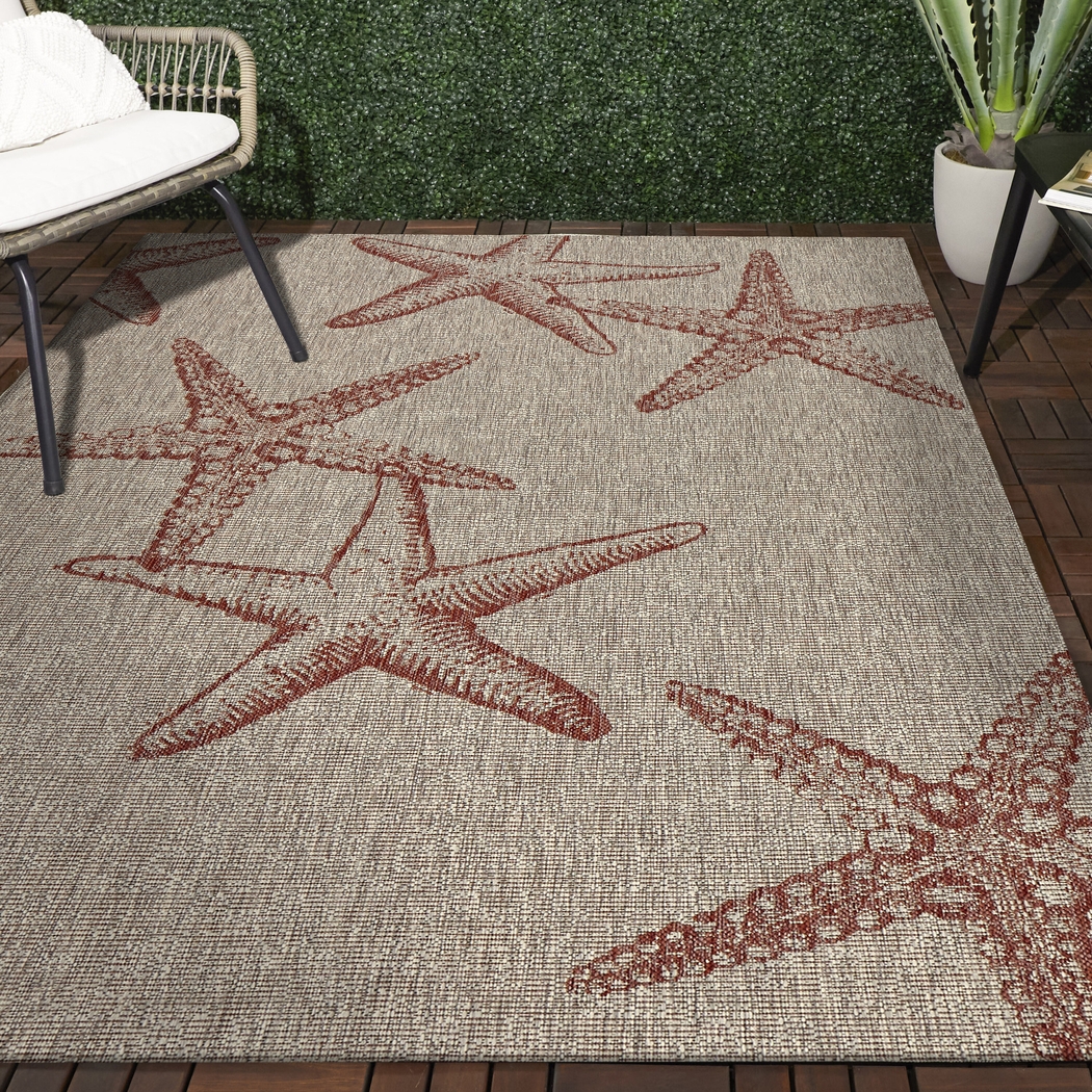 Carnsoll Coral/Beige 3' x 5' Indoor/Outdoor Rug - Thumbnail - Image 3