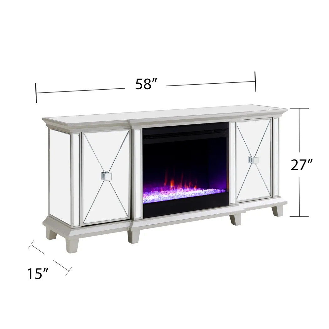 Carntham Silver 58 in. Console with Electric Fireplace - Image 6