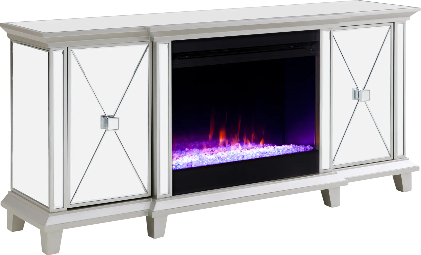 Carntham Silver 58 in. Console with Electric Fireplace - Image 10