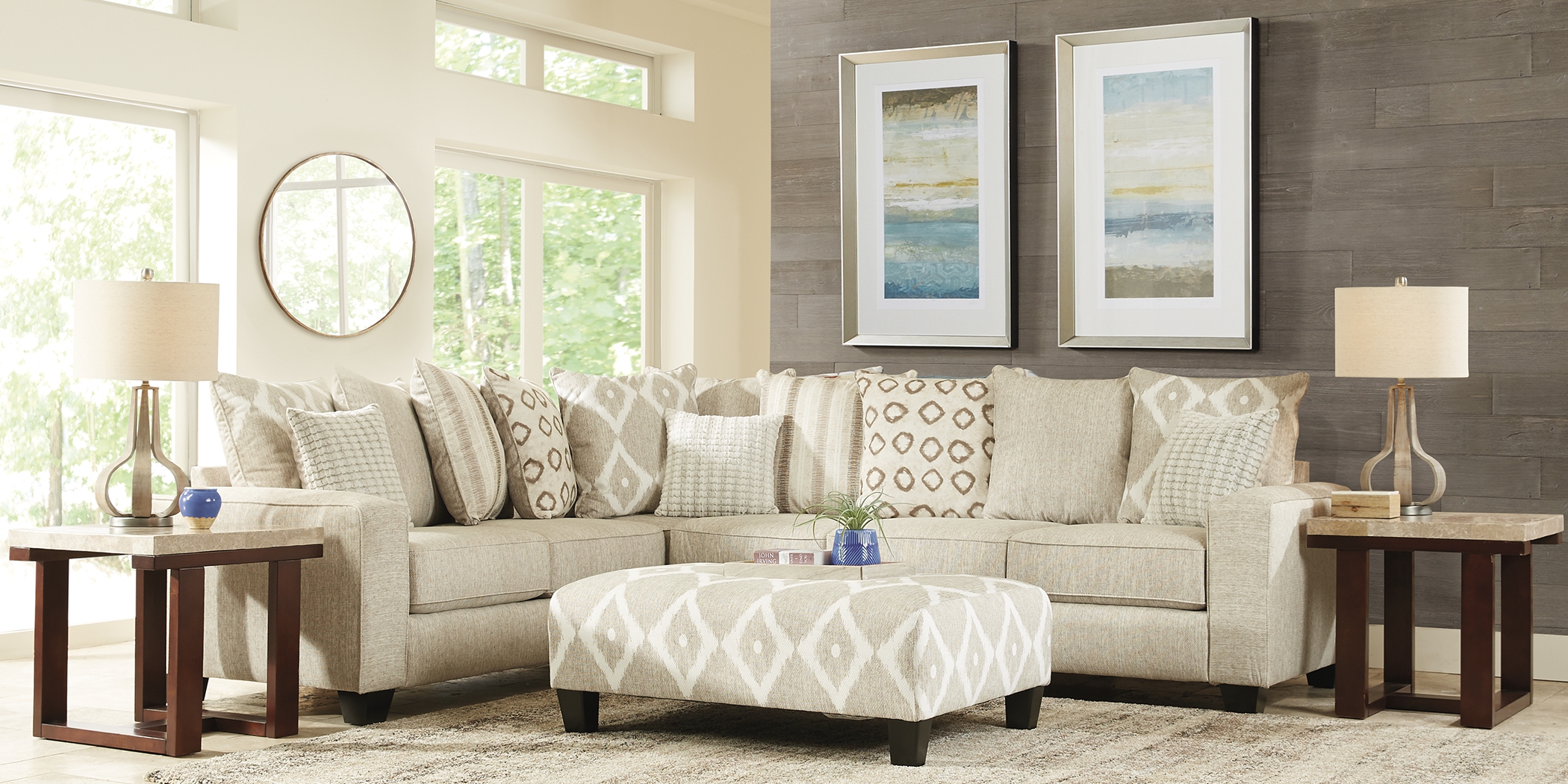 Carole Court Beige 2 Pc Sleeper Sectional - Thumbnail - Image 2