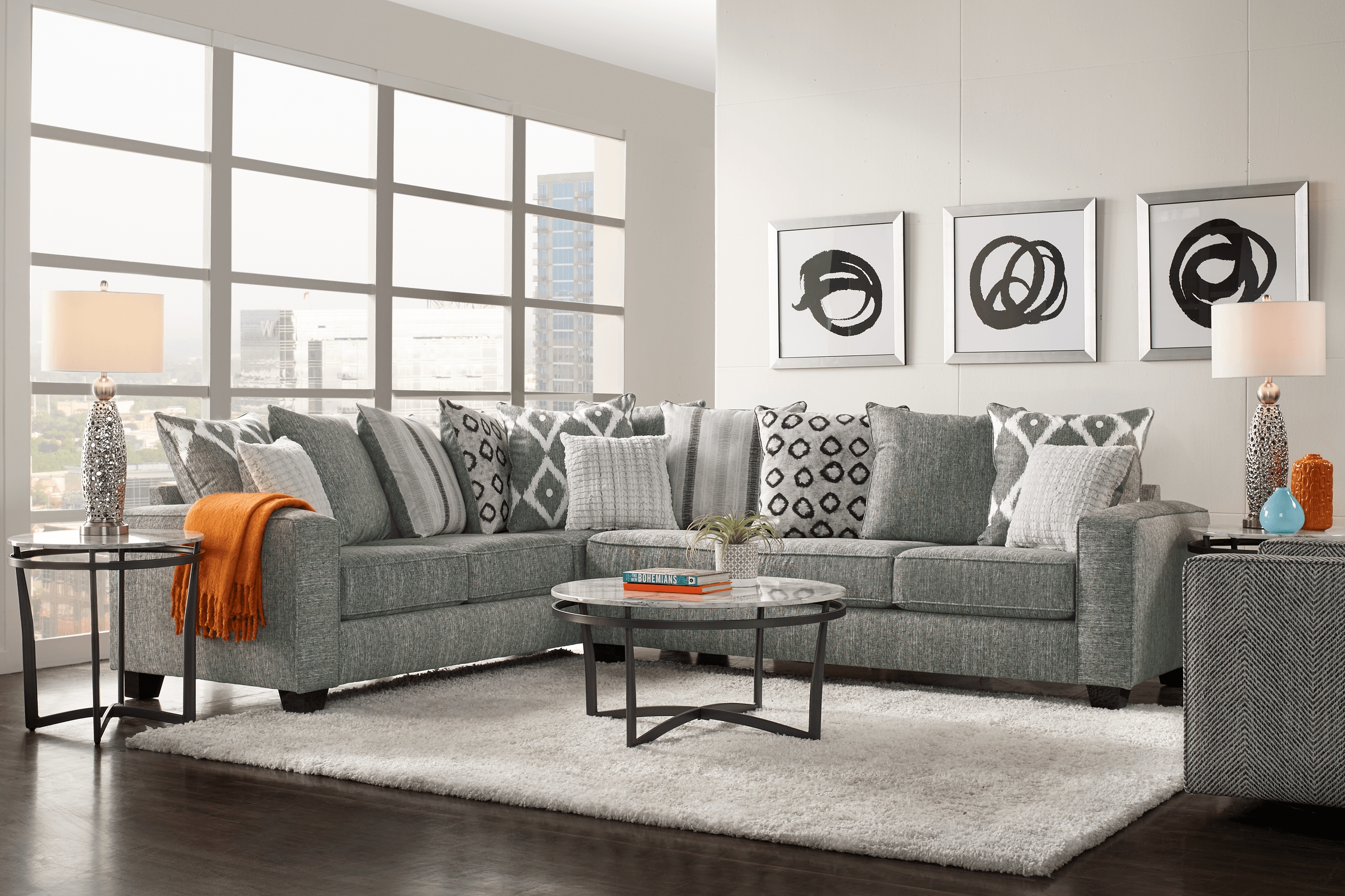 Carole Court Gray 2 Pc Sleeper Sectional - Thumbnail - Image 2