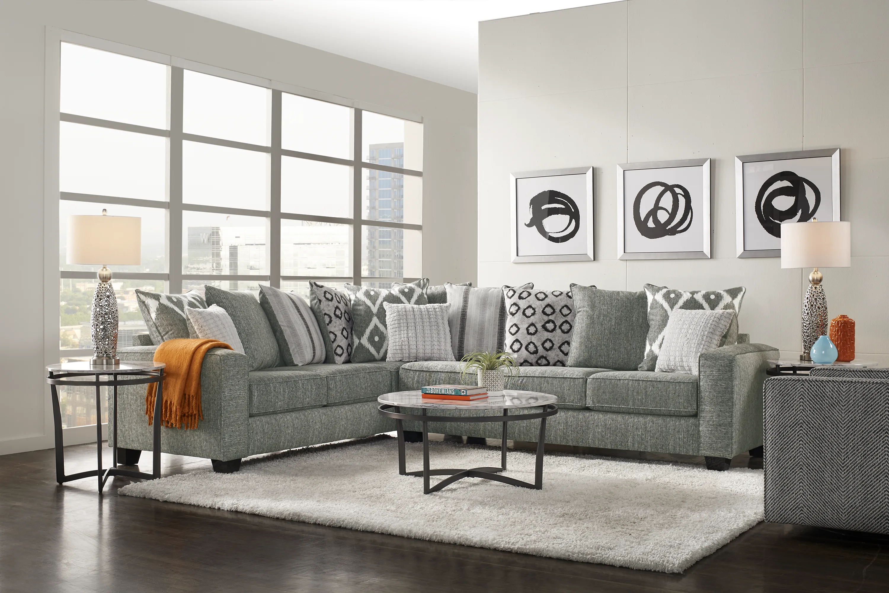Carole Court Gray 2 Pc Sleeper Sectional - Thumbnail - Image 2