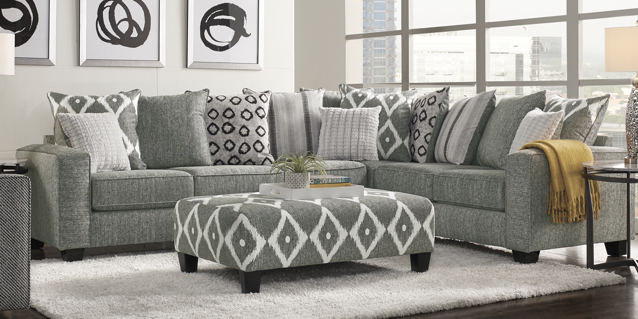 Carole Court Gray 5 Pc Sectional Living Room - Thumbnail - Image 1