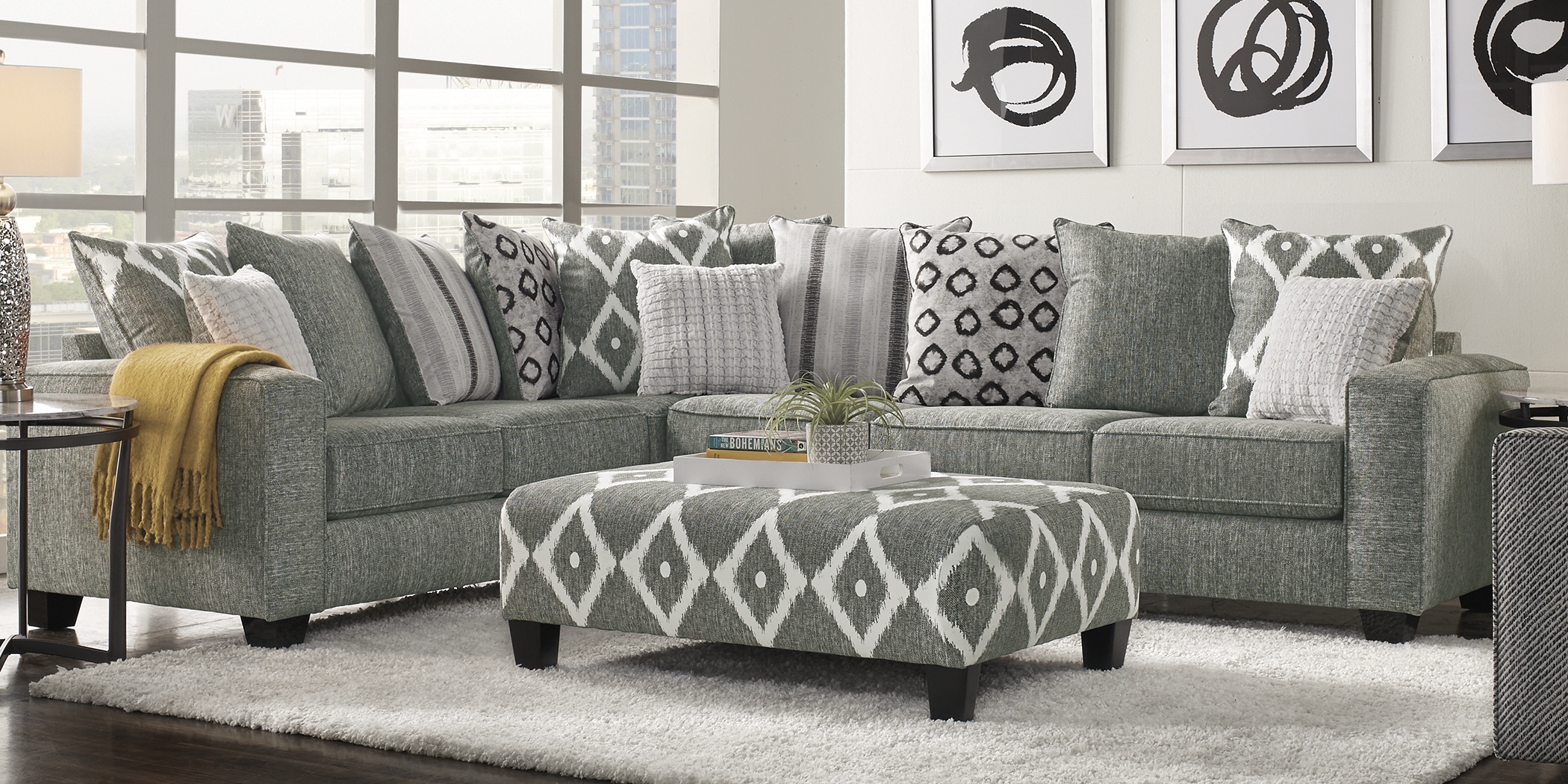 Carole Court Gray 6 Pc Sectional Living Room - Thumbnail - Image 1
