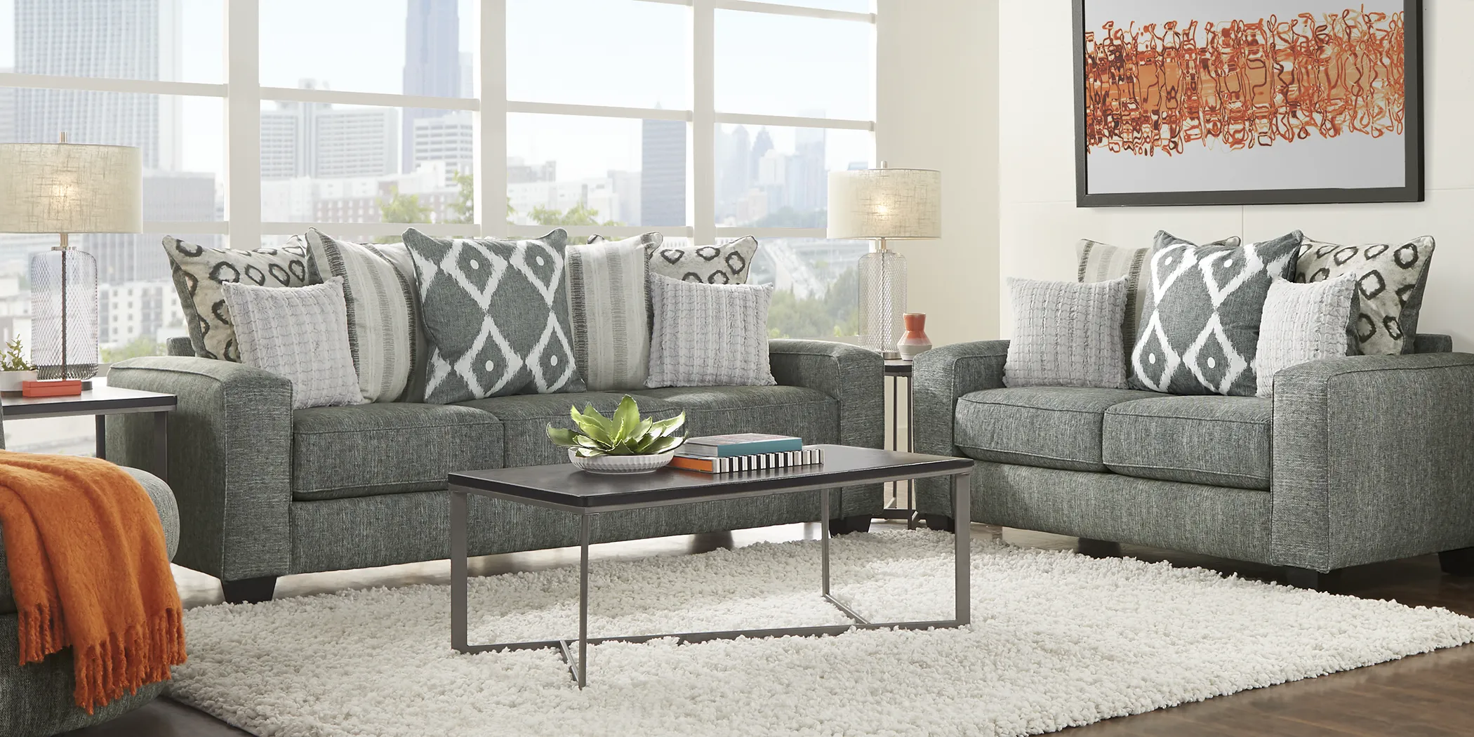 Carole Court Gray 7 Pc Living Room - Thumbnail - Image 1