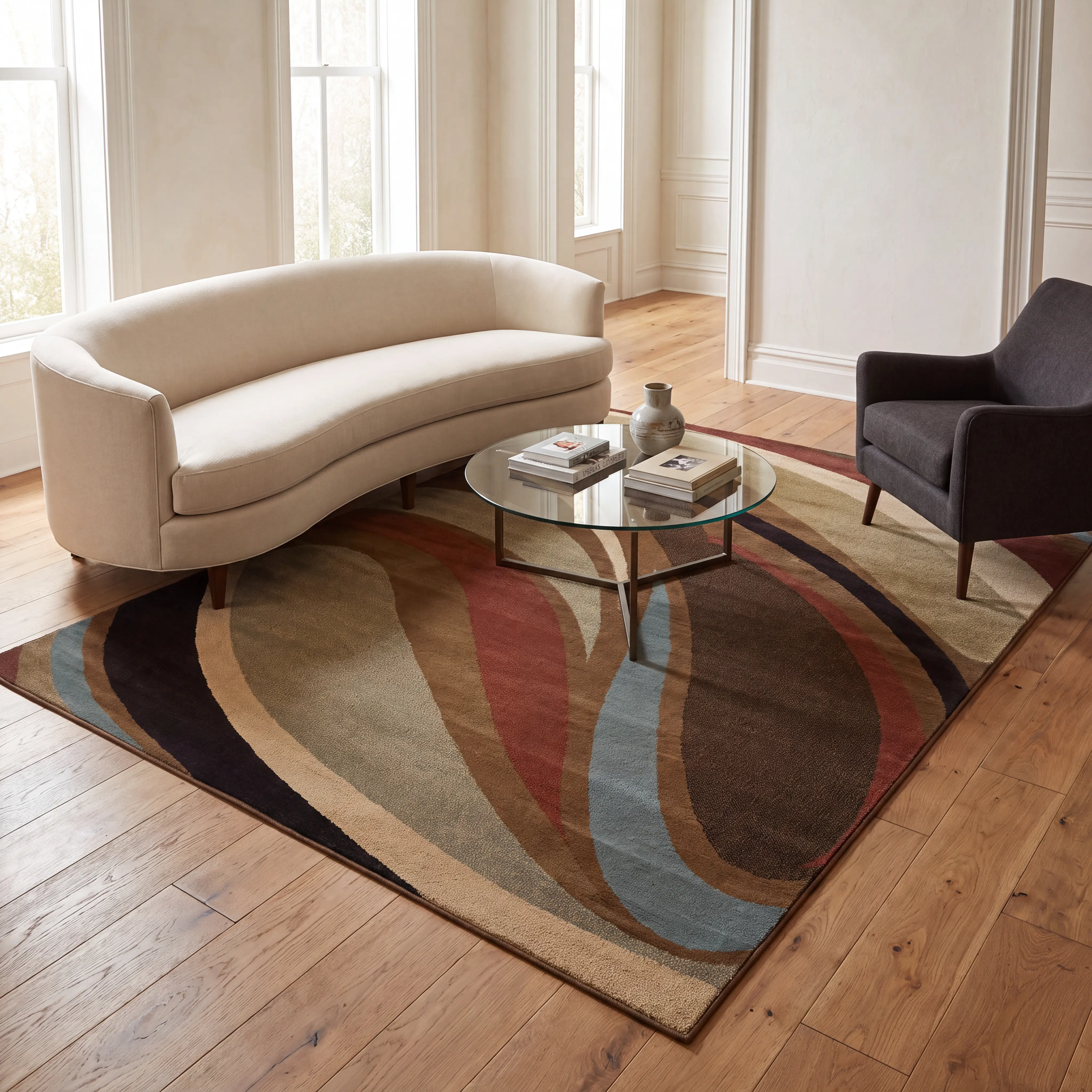 Caroll 5'3 x 7'6 Brown Multi Rug - Thumbnail - Image 2