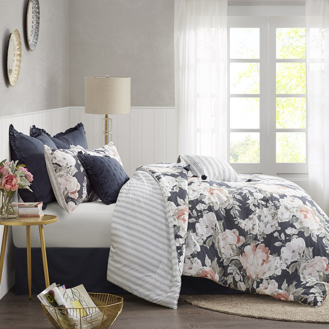 Carondelet Dark Blue California King Comforter Set - Thumbnail - Image 7