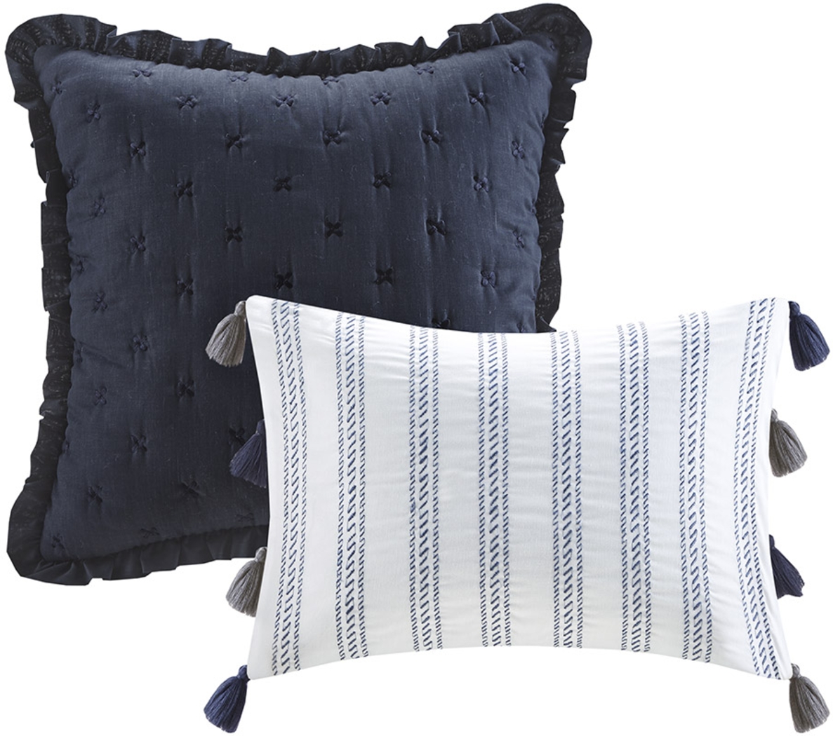 Carondelet Dark Blue 8 Pc Queen Comforter Set - Thumbnail - Image 11