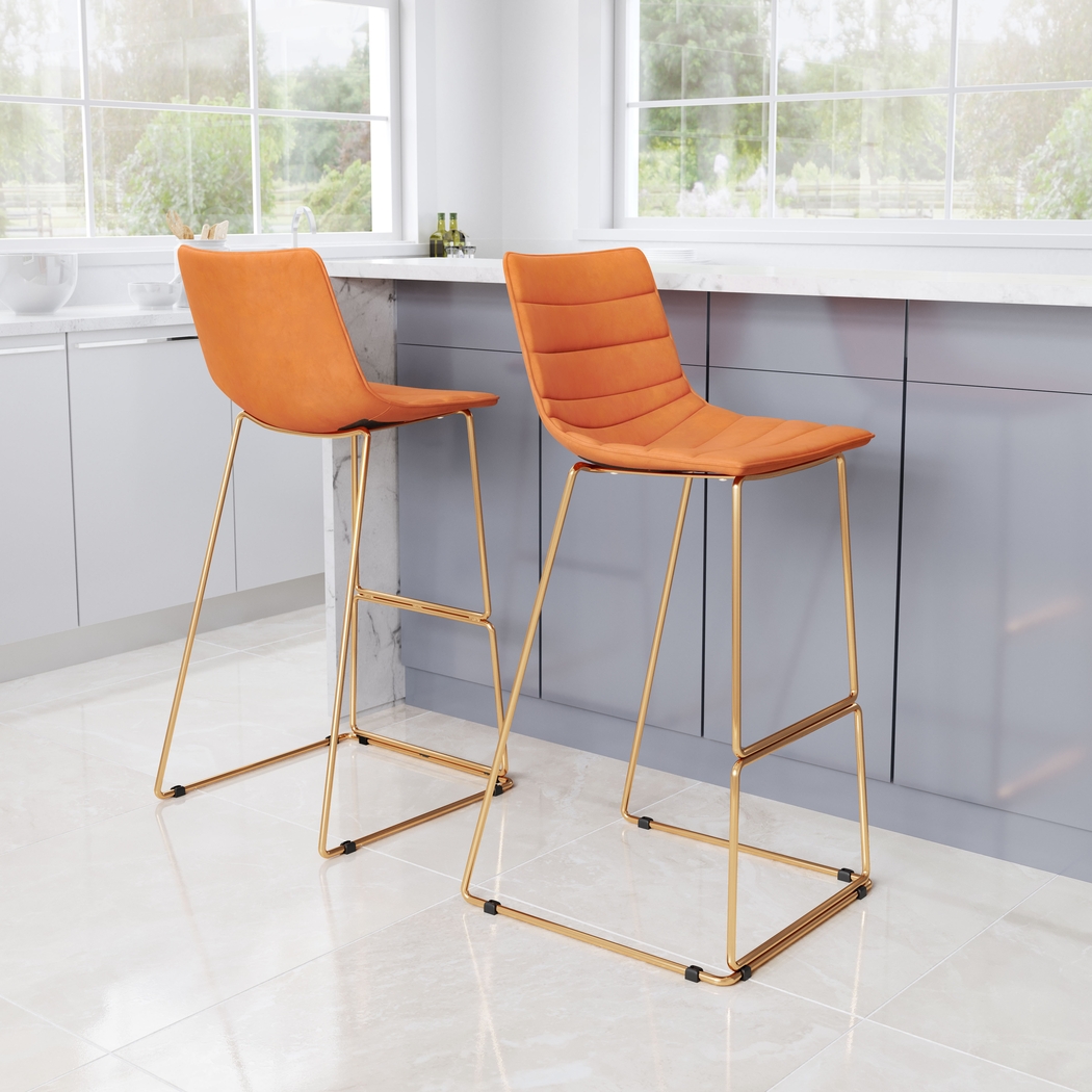 Carramore Orange Bar Height Stool, Set of 2 - Thumbnail - Image 2