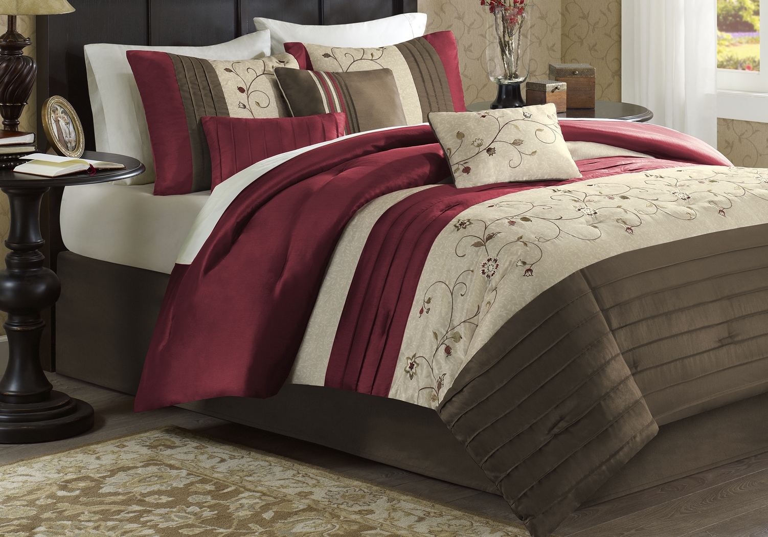 Carrigan Red 7 Pc King Comforter Set - Thumbnail - Image 1