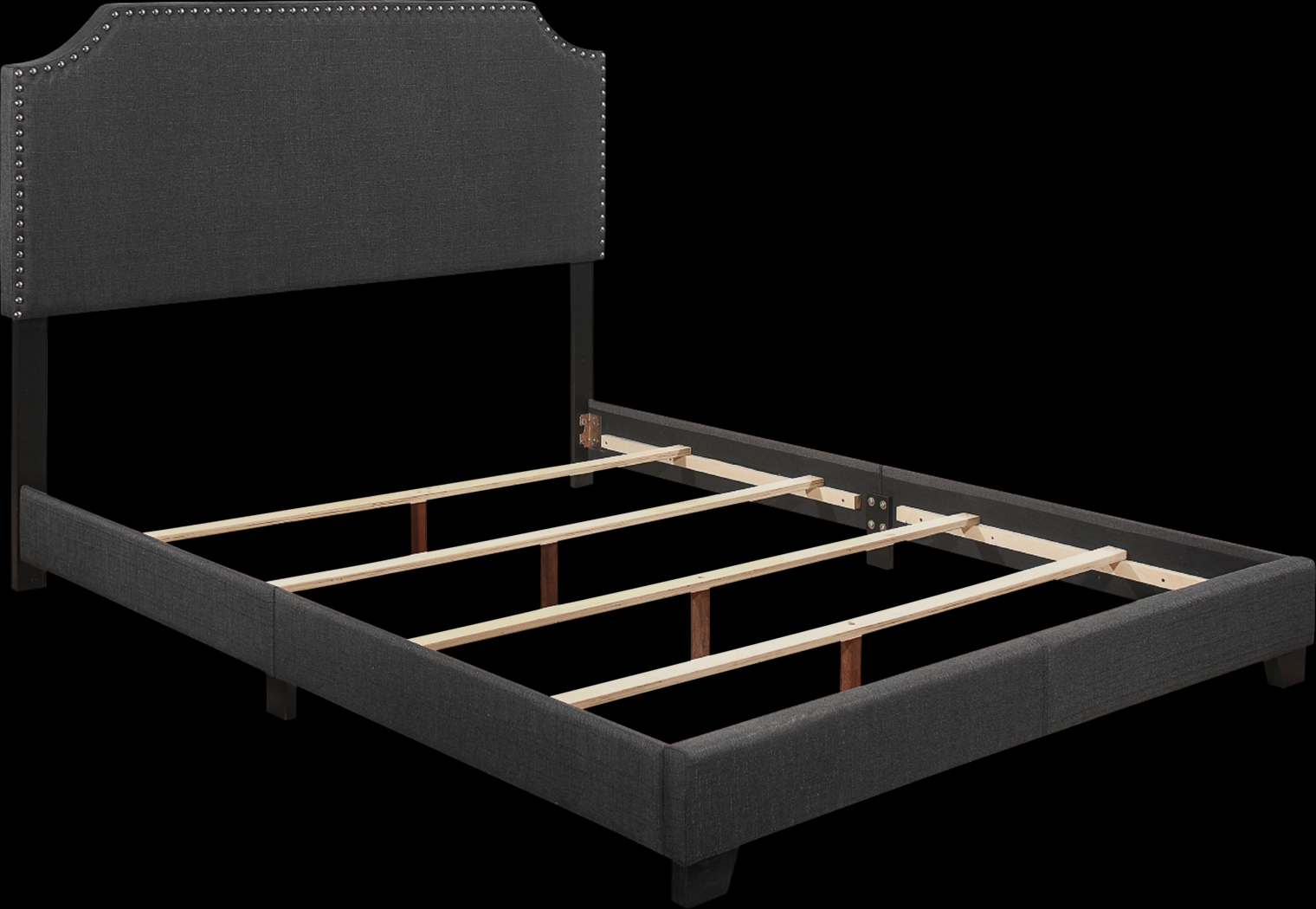 Carshalton Dark Gray King Upholstered Bed - Thumbnail - Image 2