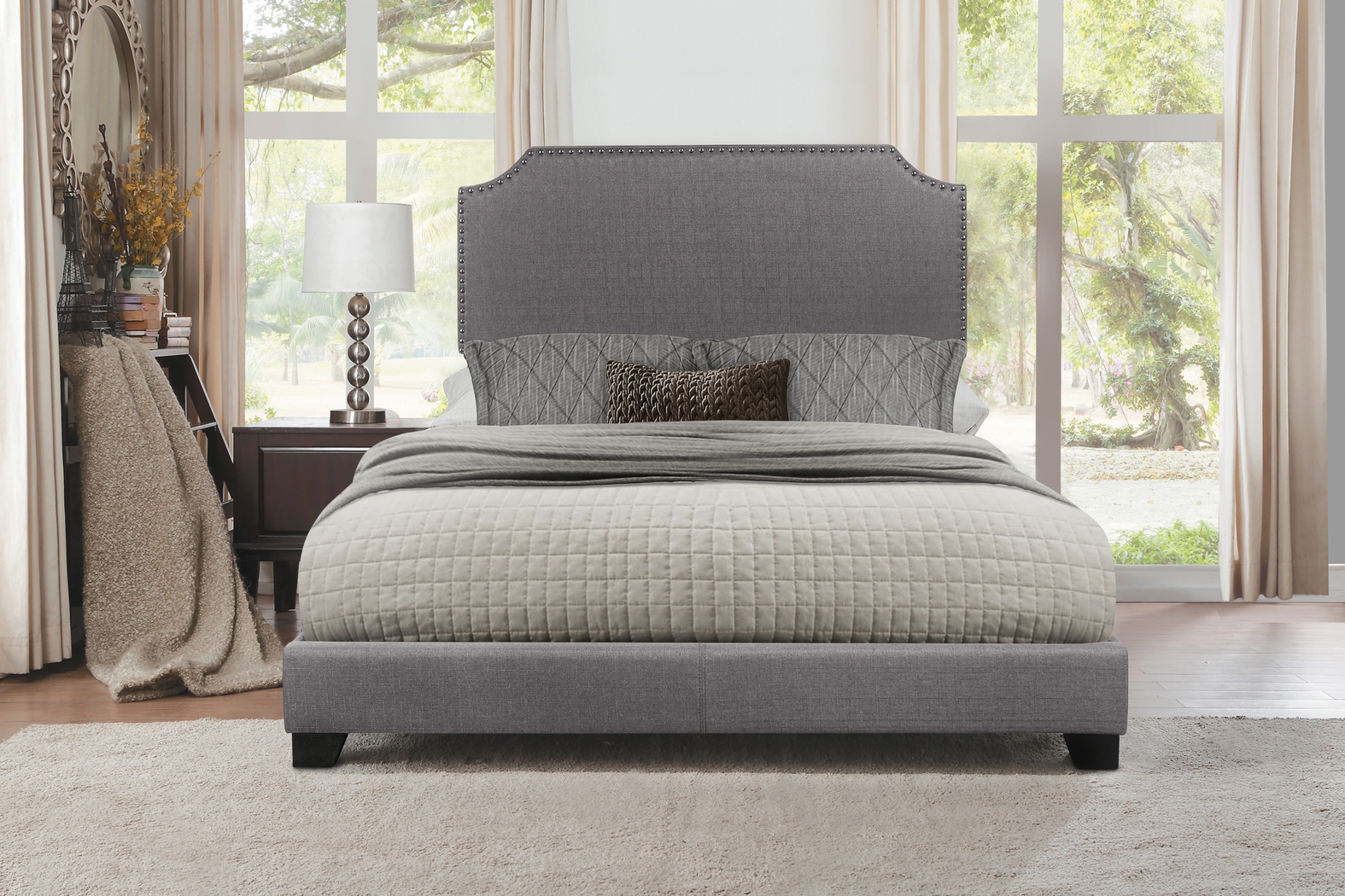 Carshalton Gray King Upholstered Bed - Thumbnail - Image 2