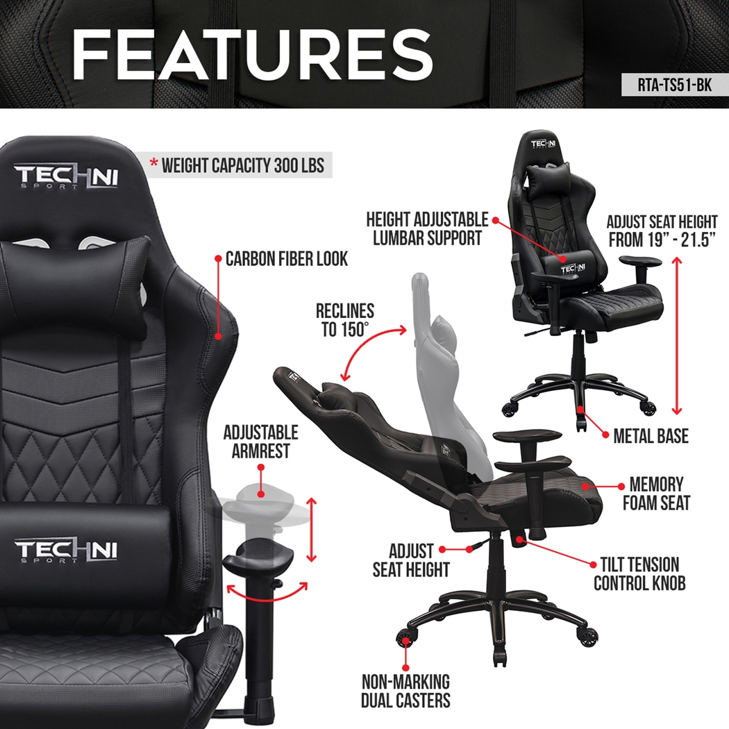 Cartcana Black PC Gaming Chair - Thumbnail - Image 3