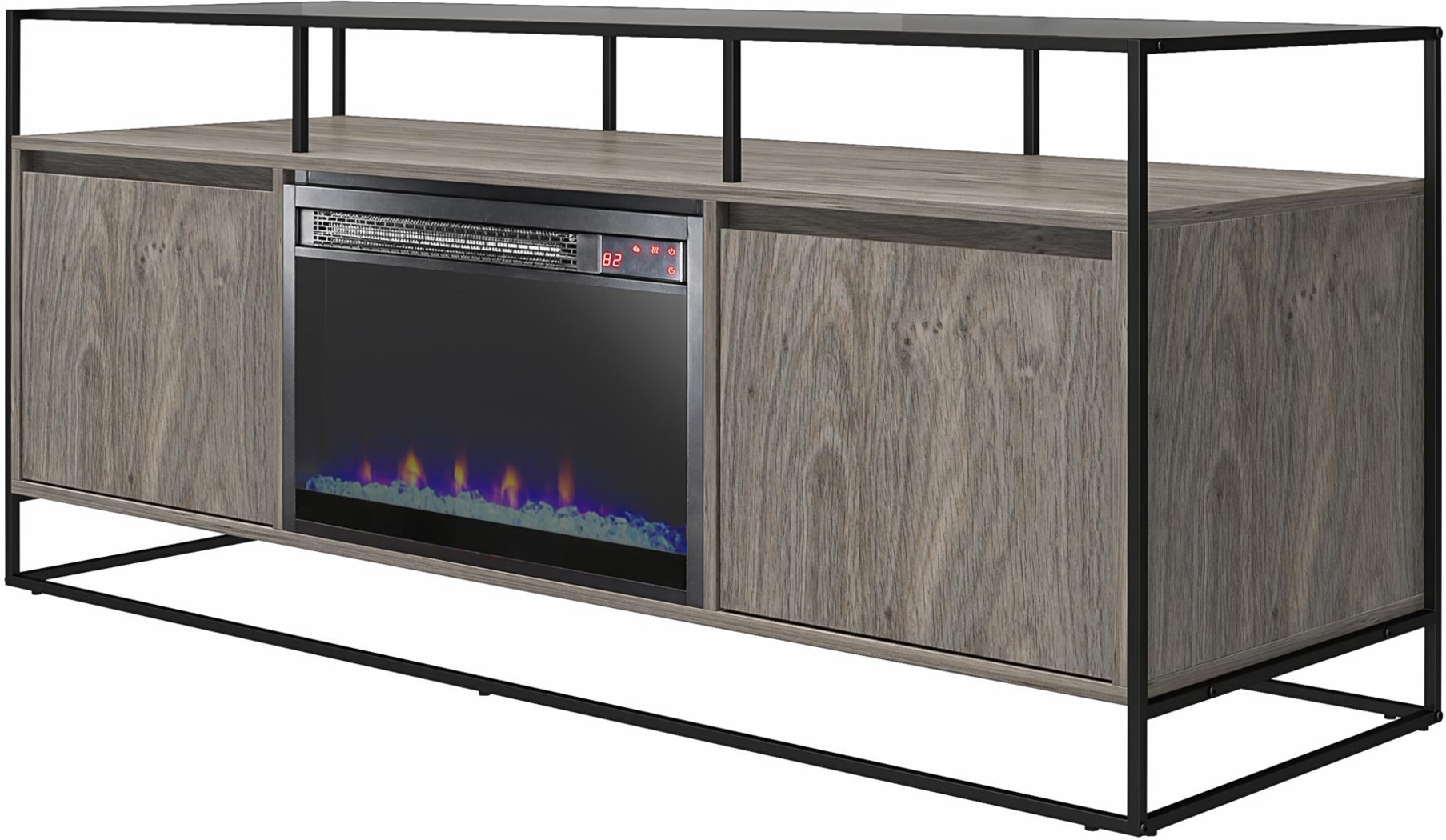 Carterette Gray 59 in. Console with Electric Fireplace - Thumbnail - Image 2