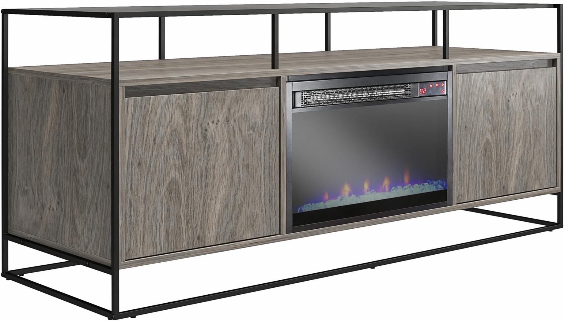 Carterette Gray 59 in. Console with Electric Fireplace - Thumbnail - Image 3