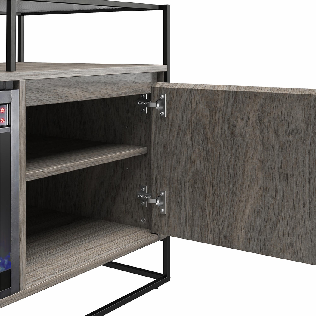 Carterette Gray 59 in. Console with Electric Fireplace - Thumbnail - Image 6